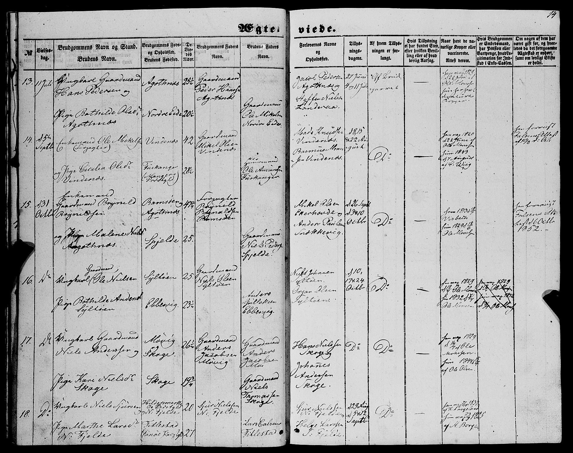 Fjell sokneprestembete, SAB/A-75301/H/Haa: Parish register (official) no. A 6, 1849-1877, p. 14