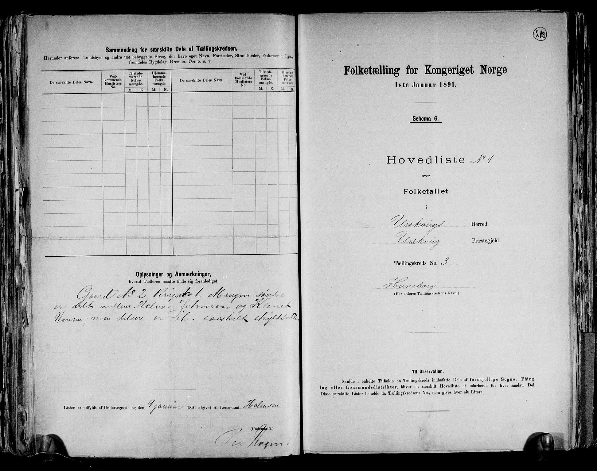 RA, 1891 census for 0224 Aurskog, 1891, p. 10