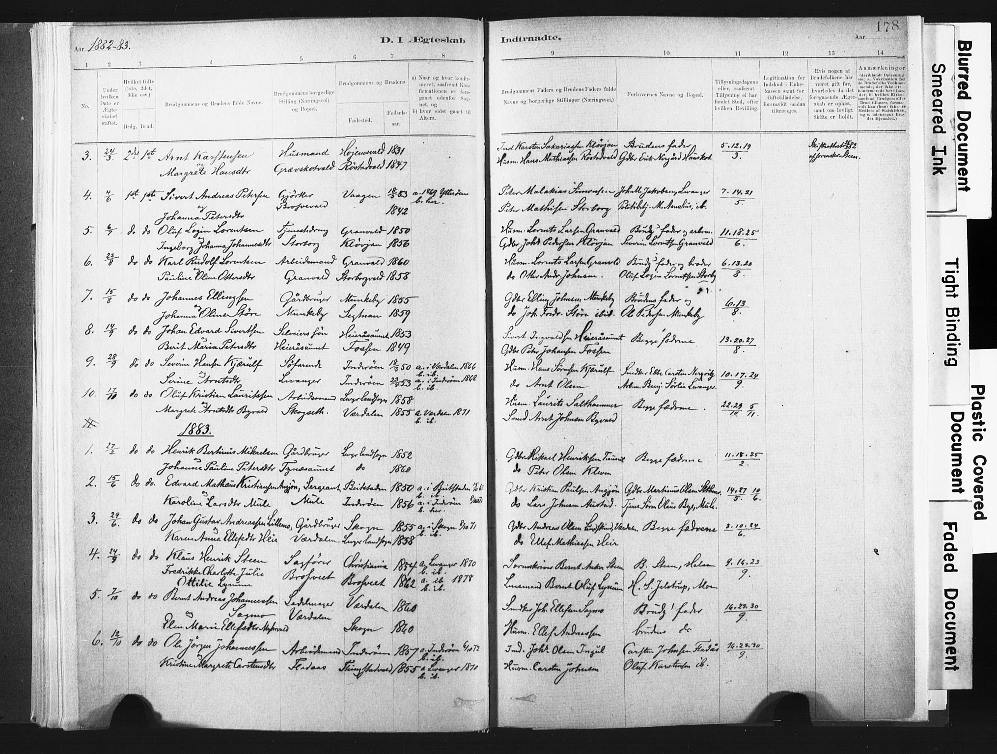 Ministerialprotokoller, klokkerbøker og fødselsregistre - Nord-Trøndelag, SAT/A-1458/721/L0207: Parish register (official) no. 721A02, 1880-1911, p. 178