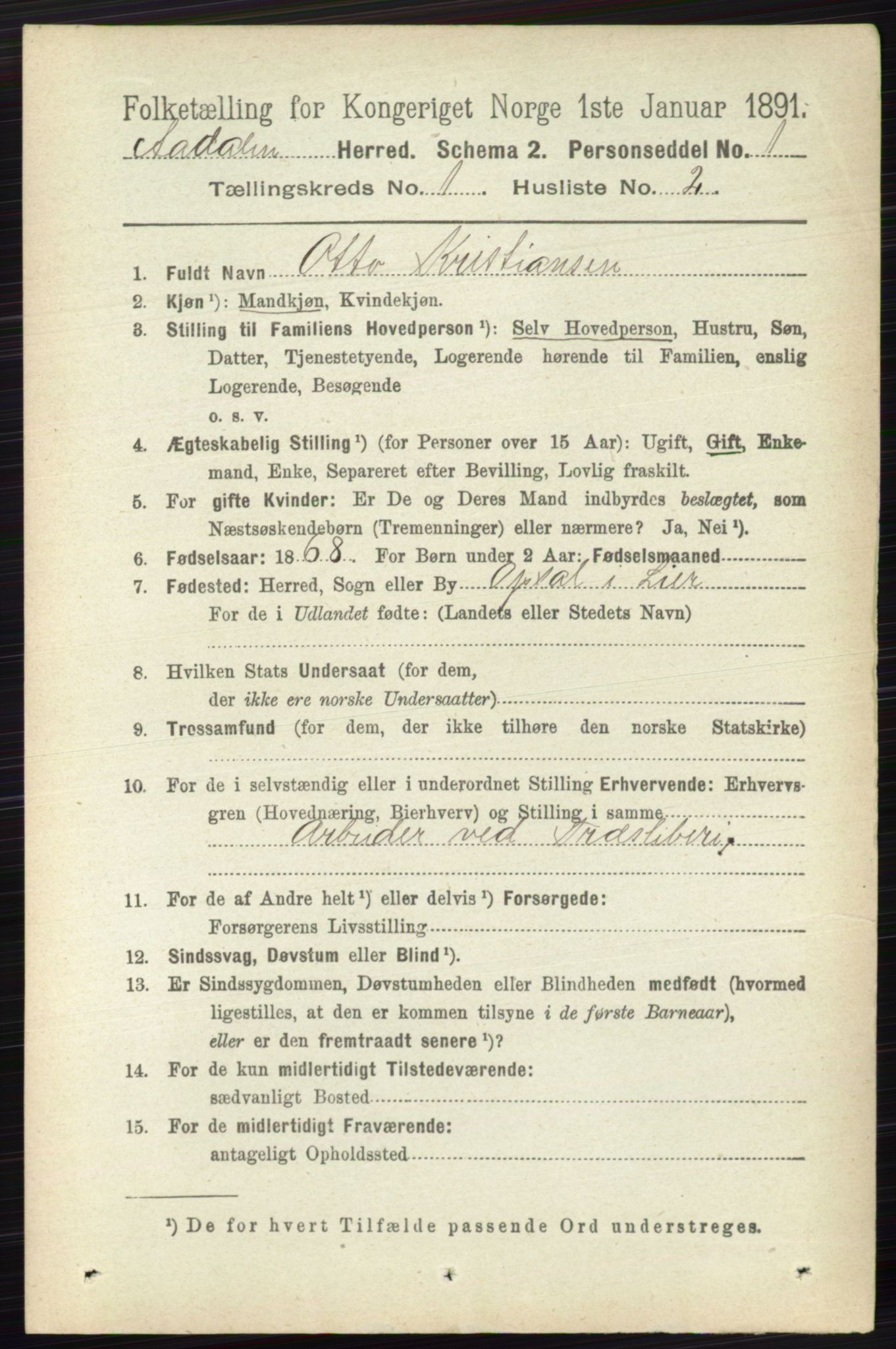 RA, 1891 census for 0614 Ådal, 1891, p. 76