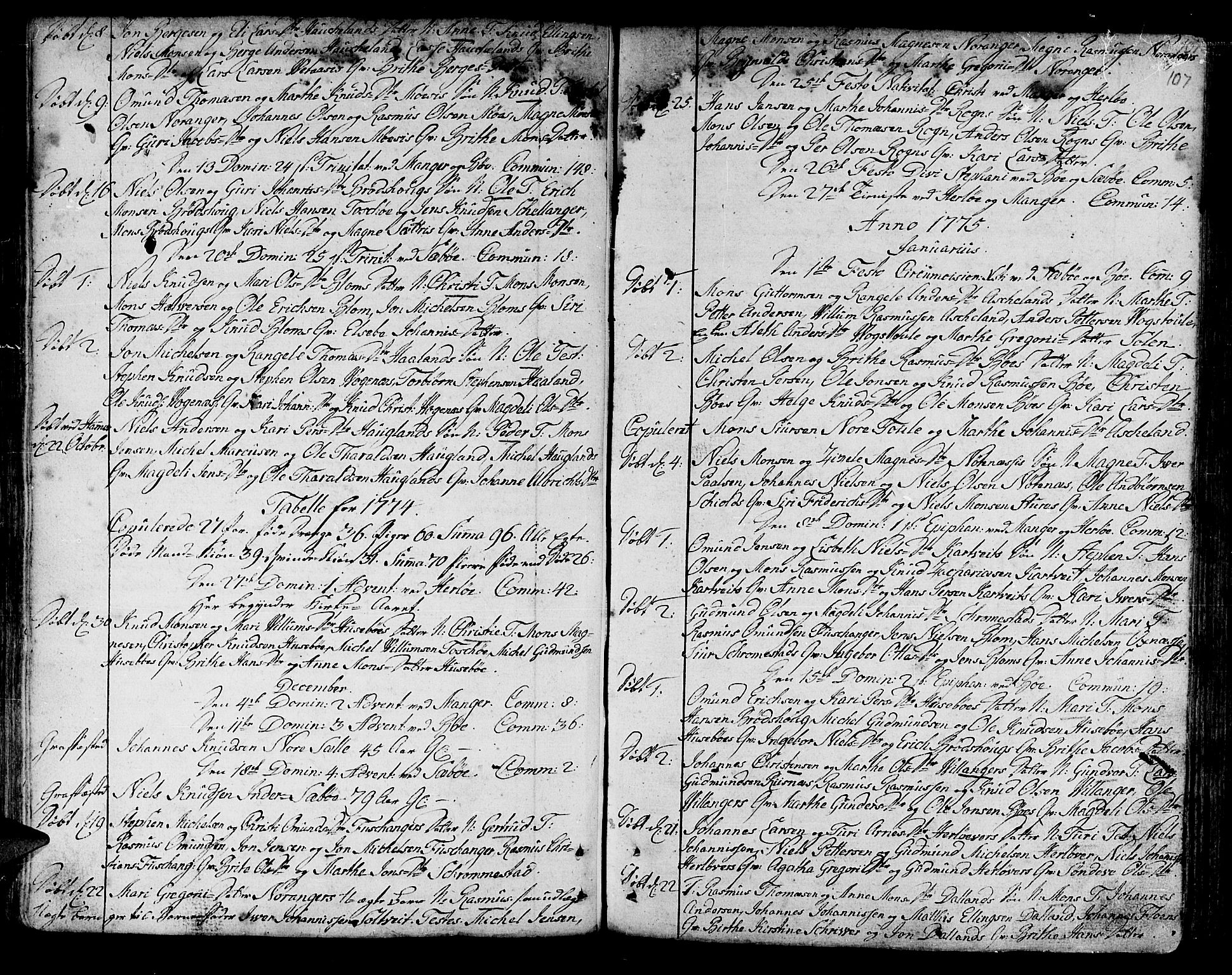 Manger sokneprestembete, SAB/A-76801/H/Haa: Parish register (official) no. A 1, 1759-1791, p. 107