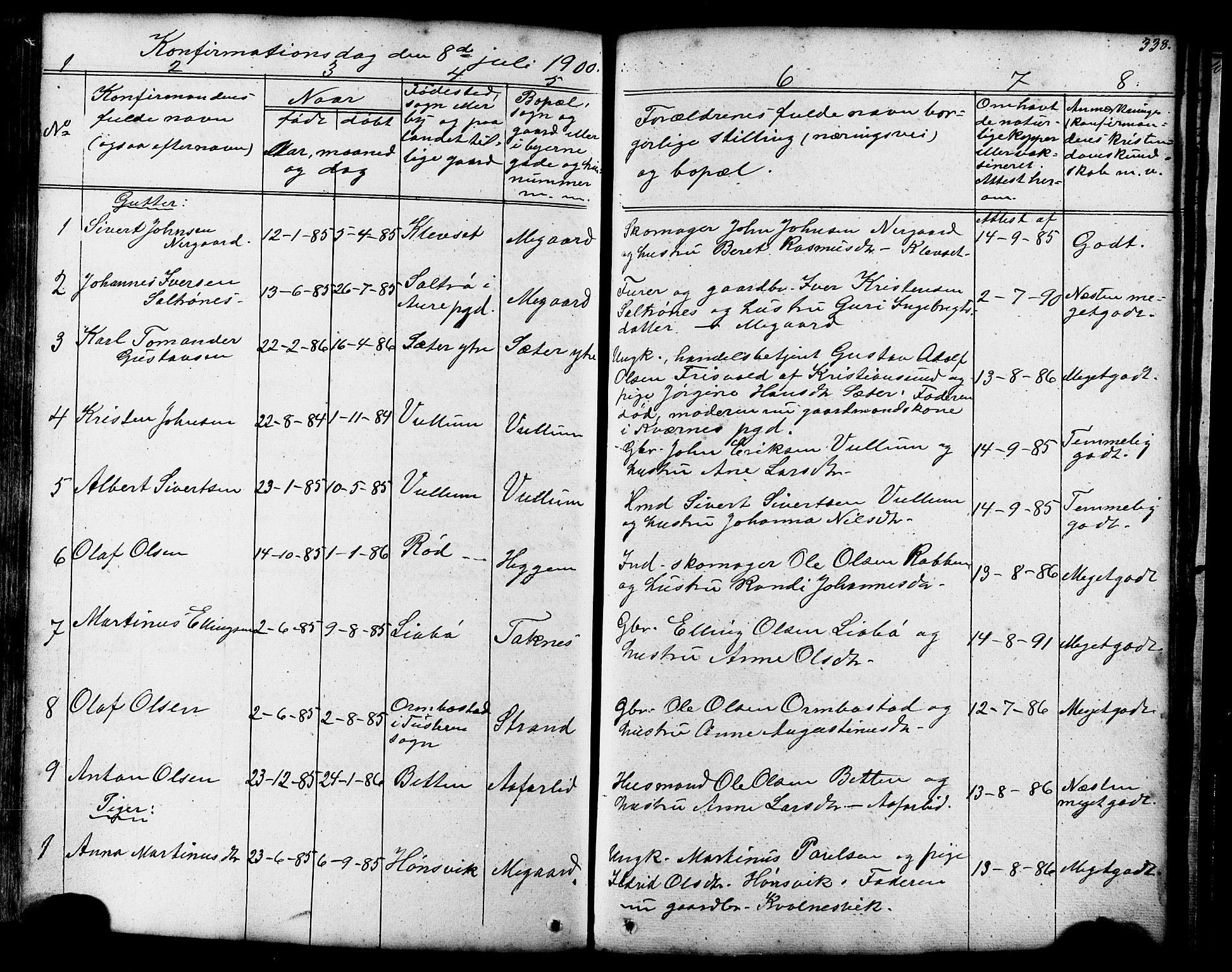 Ministerialprotokoller, klokkerbøker og fødselsregistre - Møre og Romsdal, SAT/A-1454/576/L0890: Parish register (copy) no. 576C01, 1837-1908, p. 338