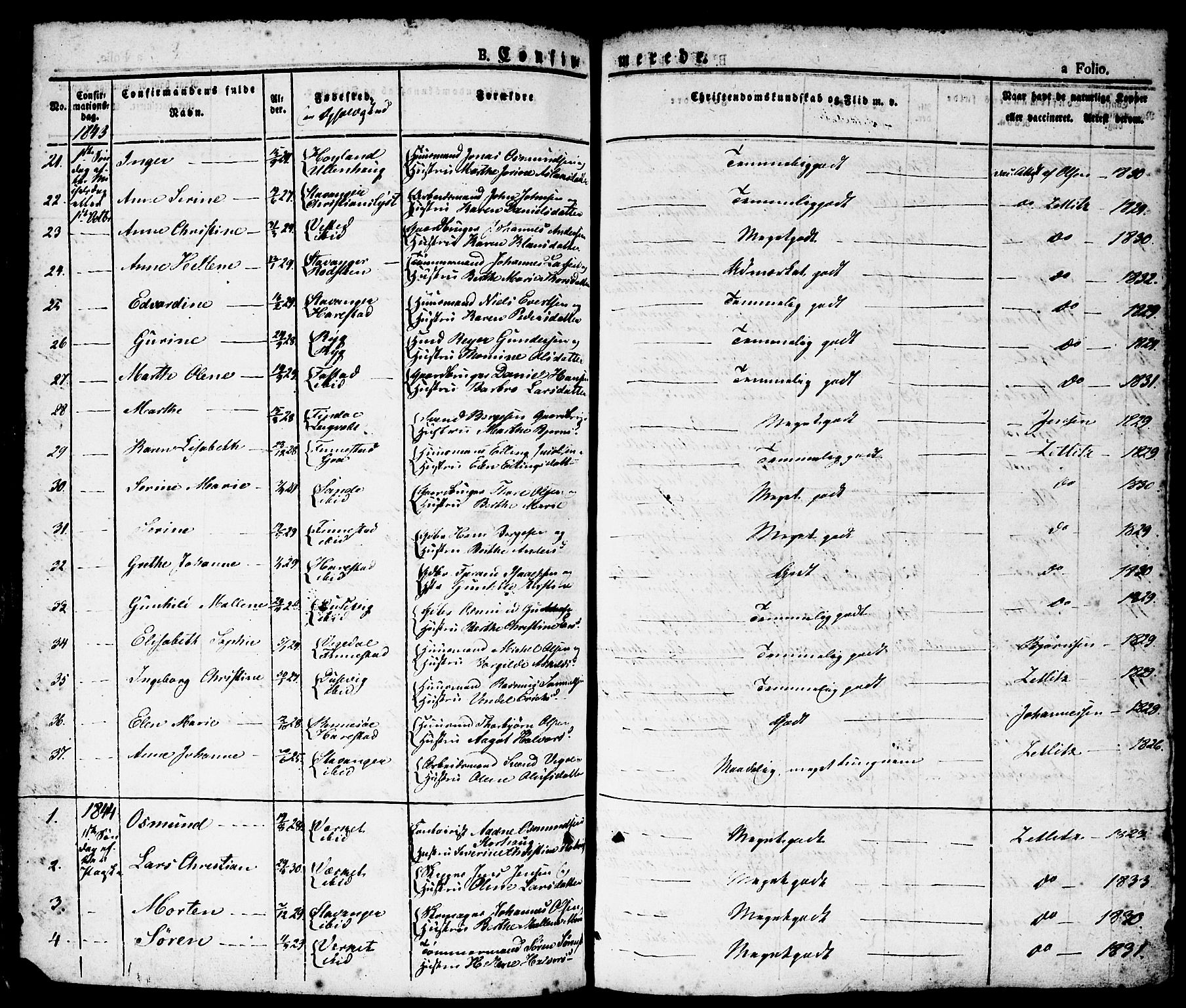 Domkirken sokneprestkontor, AV/SAST-A-101812/001/30/30BA/L0011: Parish register (official) no. A 11, 1832-1856