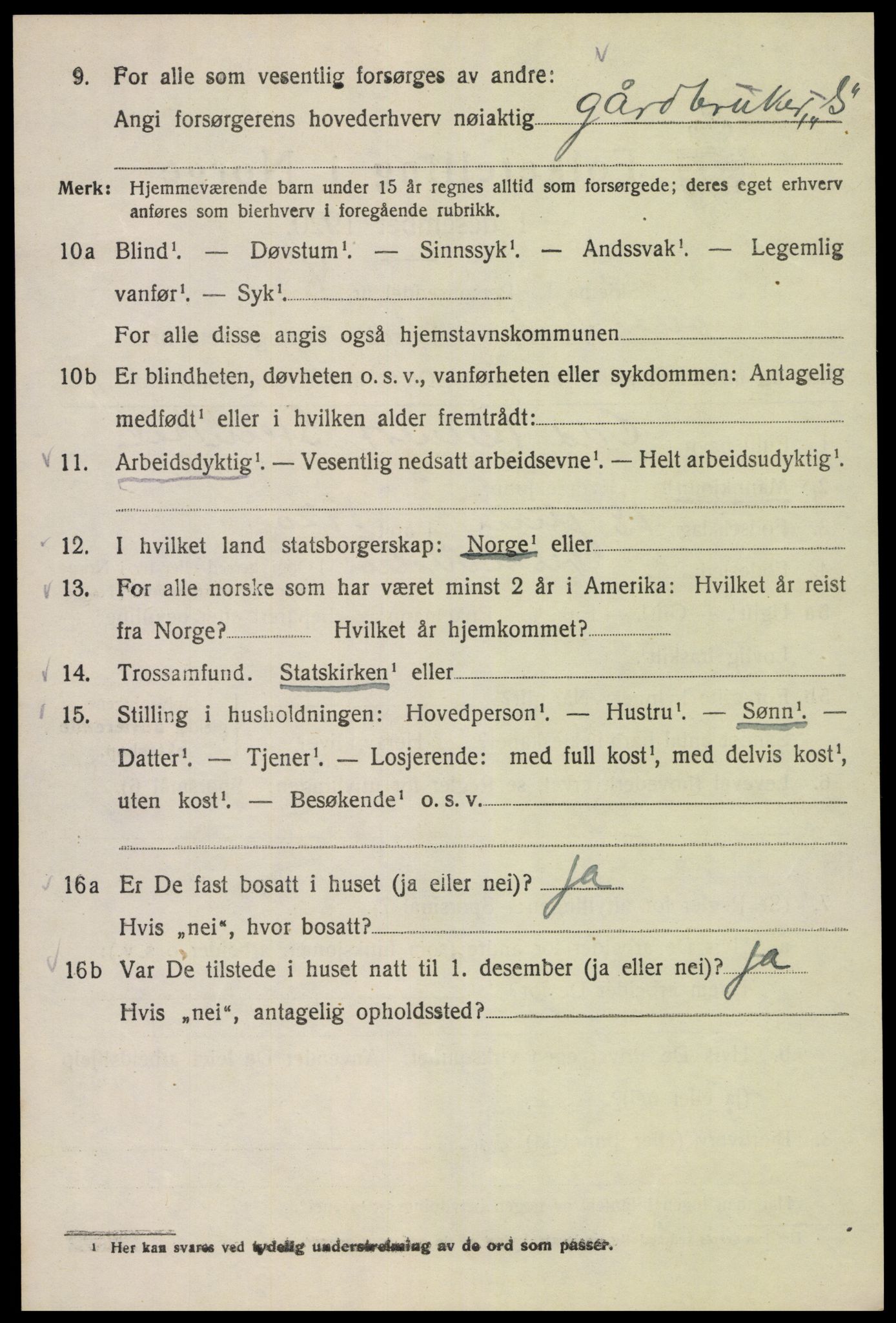 SAK, 1920 census for Vestre Moland, 1920, p. 3854