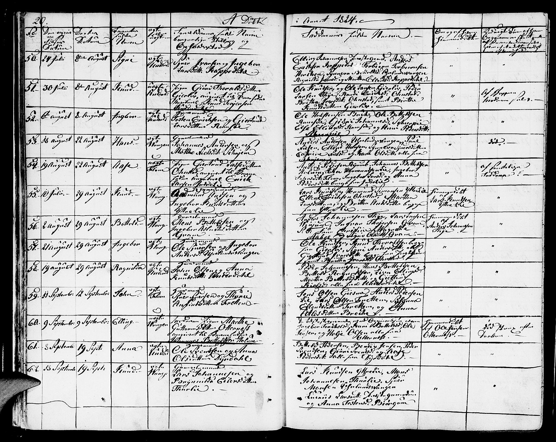 Aurland sokneprestembete, SAB/A-99937/H/Ha/Haa/L0006: Parish register (official) no. A 6, 1821-1859, p. 20