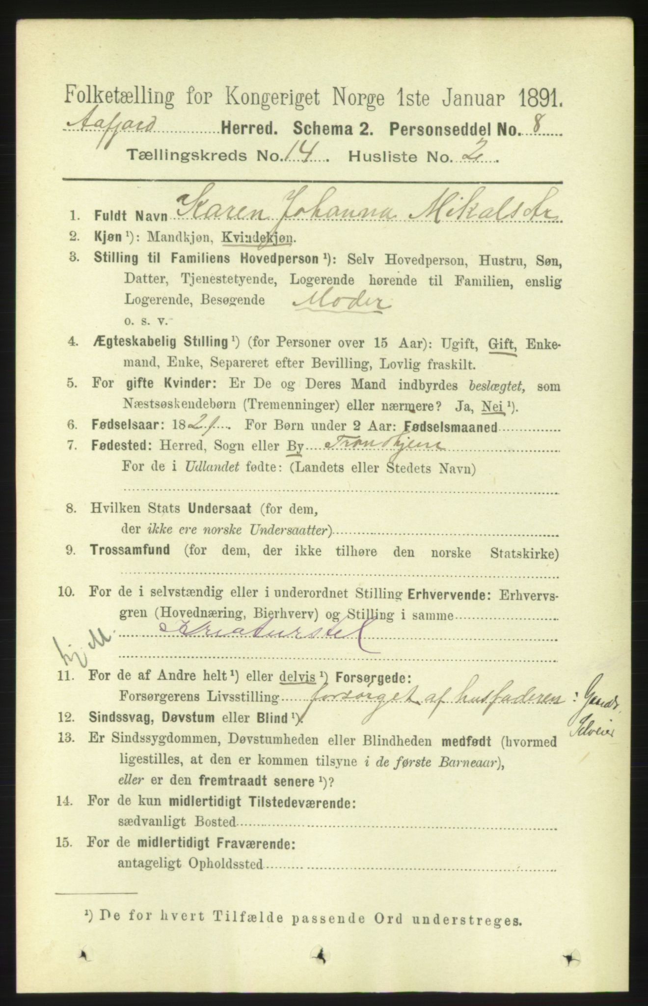 RA, 1891 census for 1630 Åfjord, 1891, p. 4628