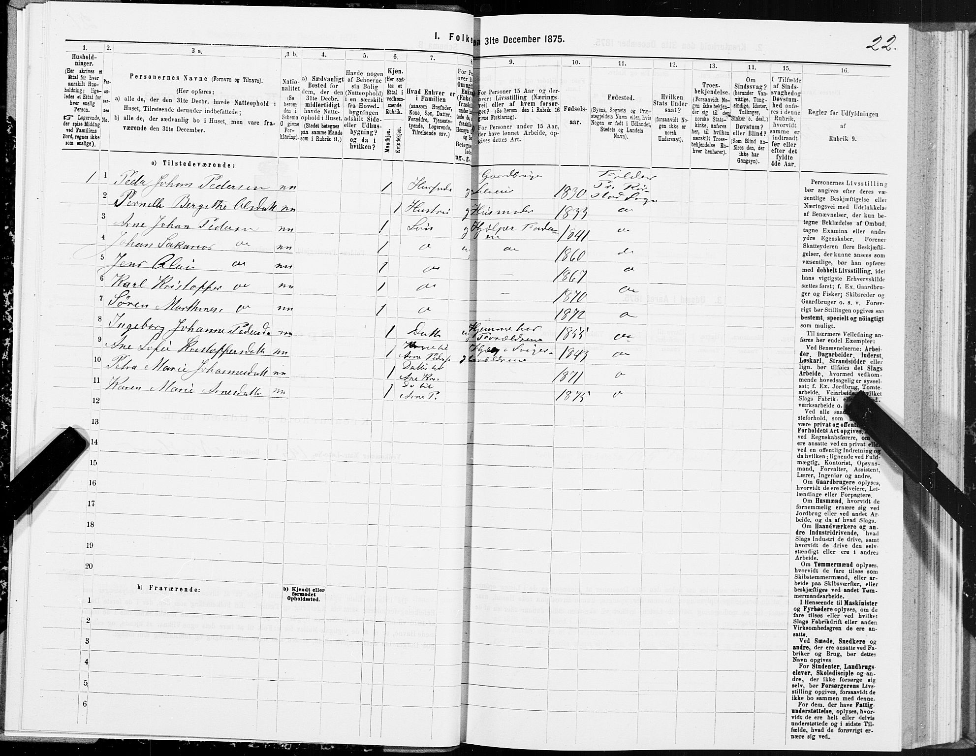 SAT, 1875 census for 1845P Folda, 1875, p. 3022