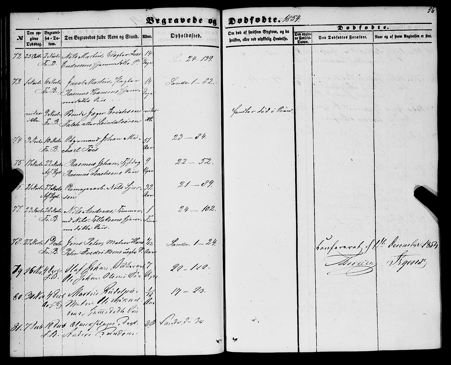 Korskirken sokneprestembete, SAB/A-76101/H/Haa: Parish register (official) no. E 2, 1848-1862, p. 56