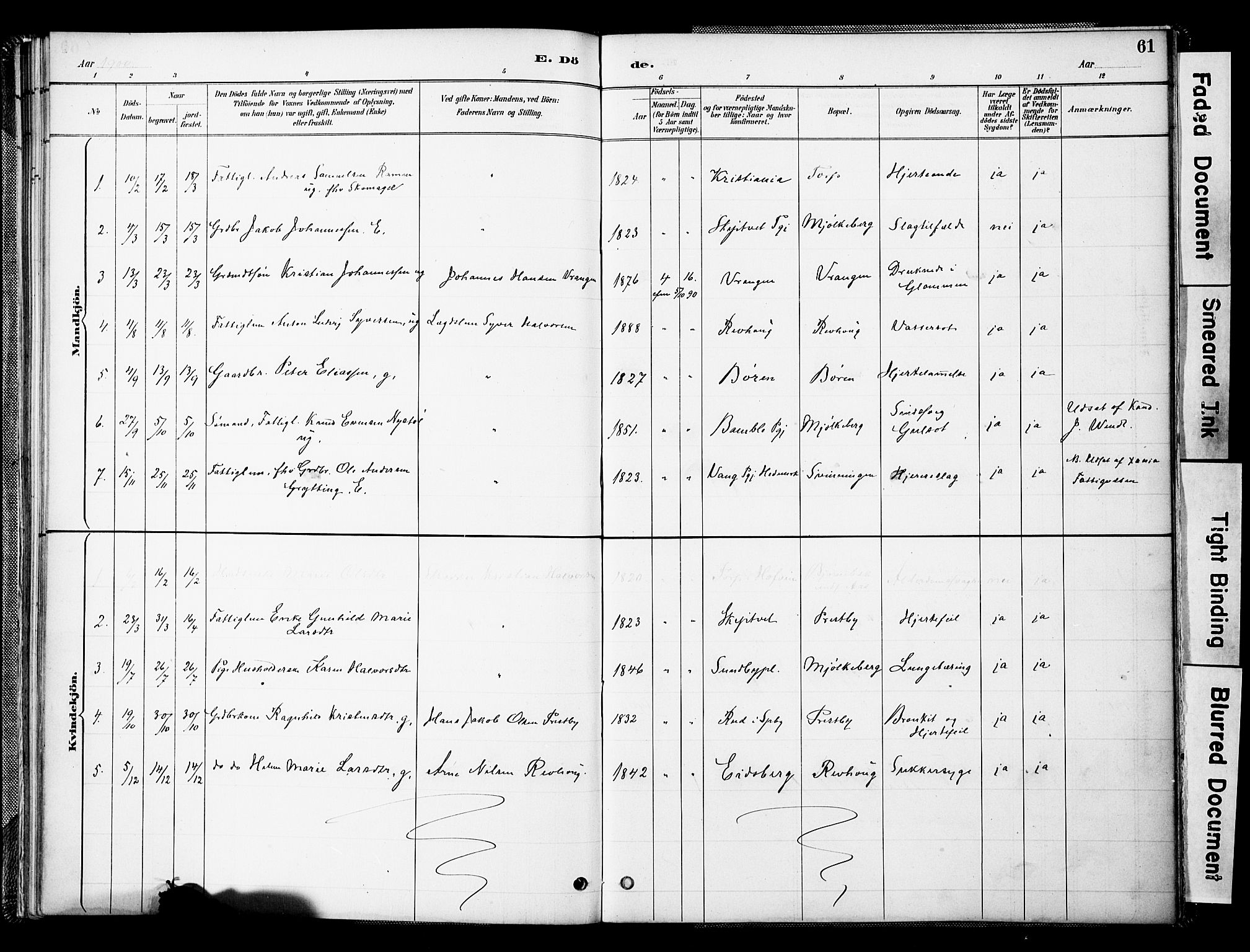 Spydeberg prestekontor Kirkebøker, AV/SAO-A-10924/F/Fc/L0001: Parish register (official) no. III 1, 1886-1907, p. 61