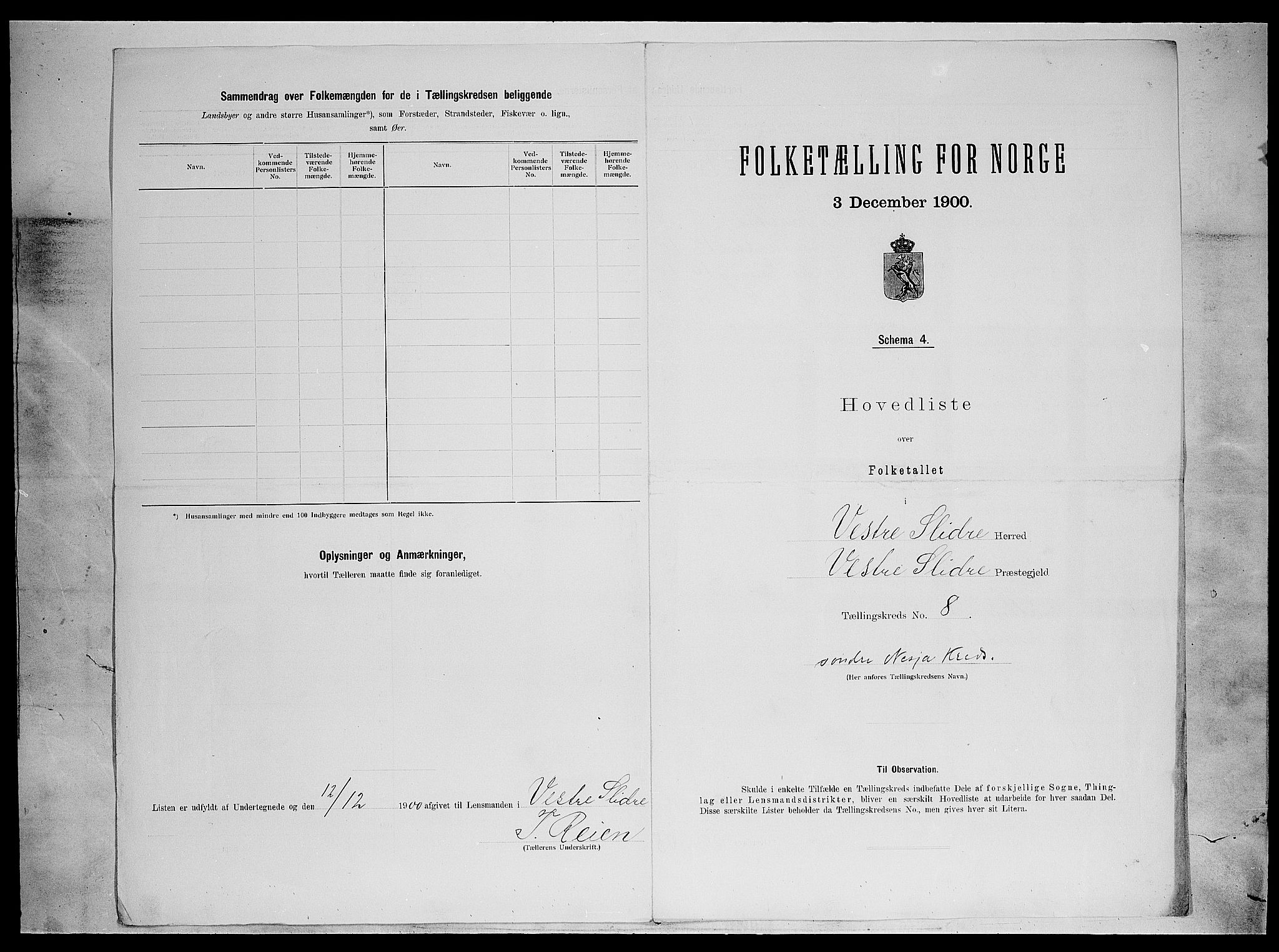 SAH, 1900 census for Vestre Slidre, 1900, p. 35