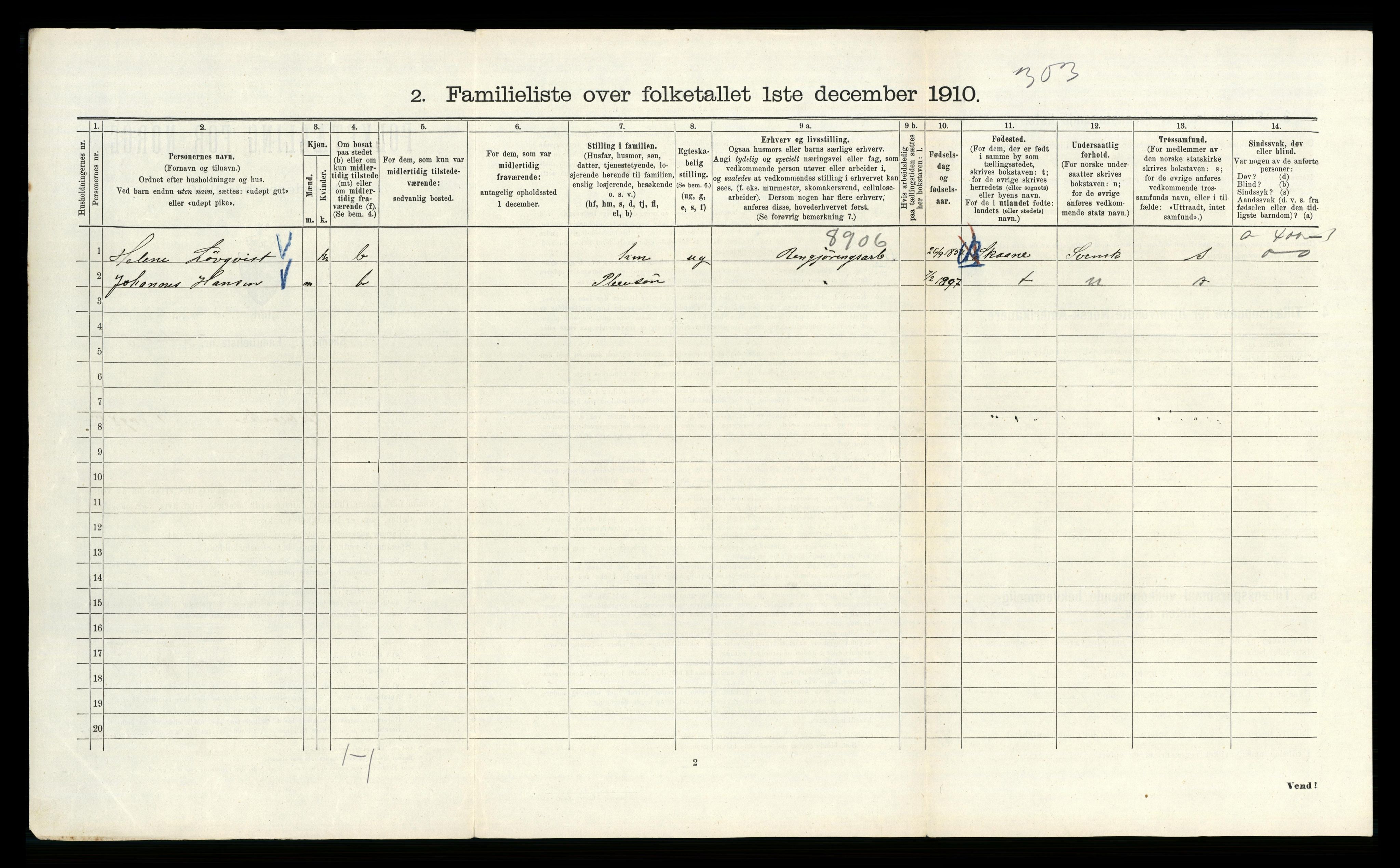 RA, 1910 census for Kristiania, 1910, p. 2726