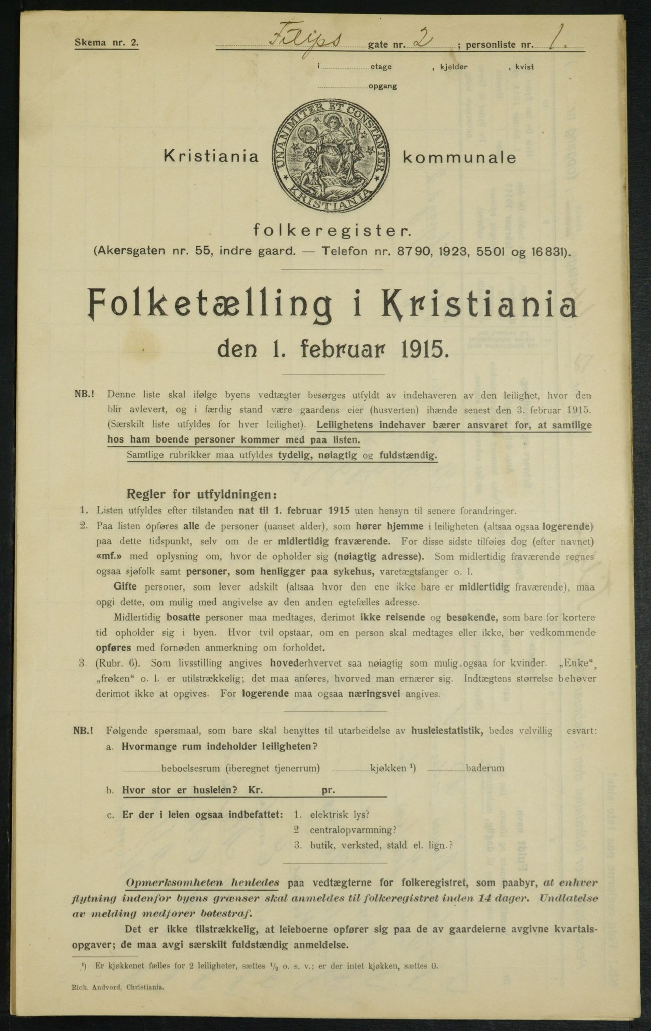 OBA, Municipal Census 1915 for Kristiania, 1915, p. 23768