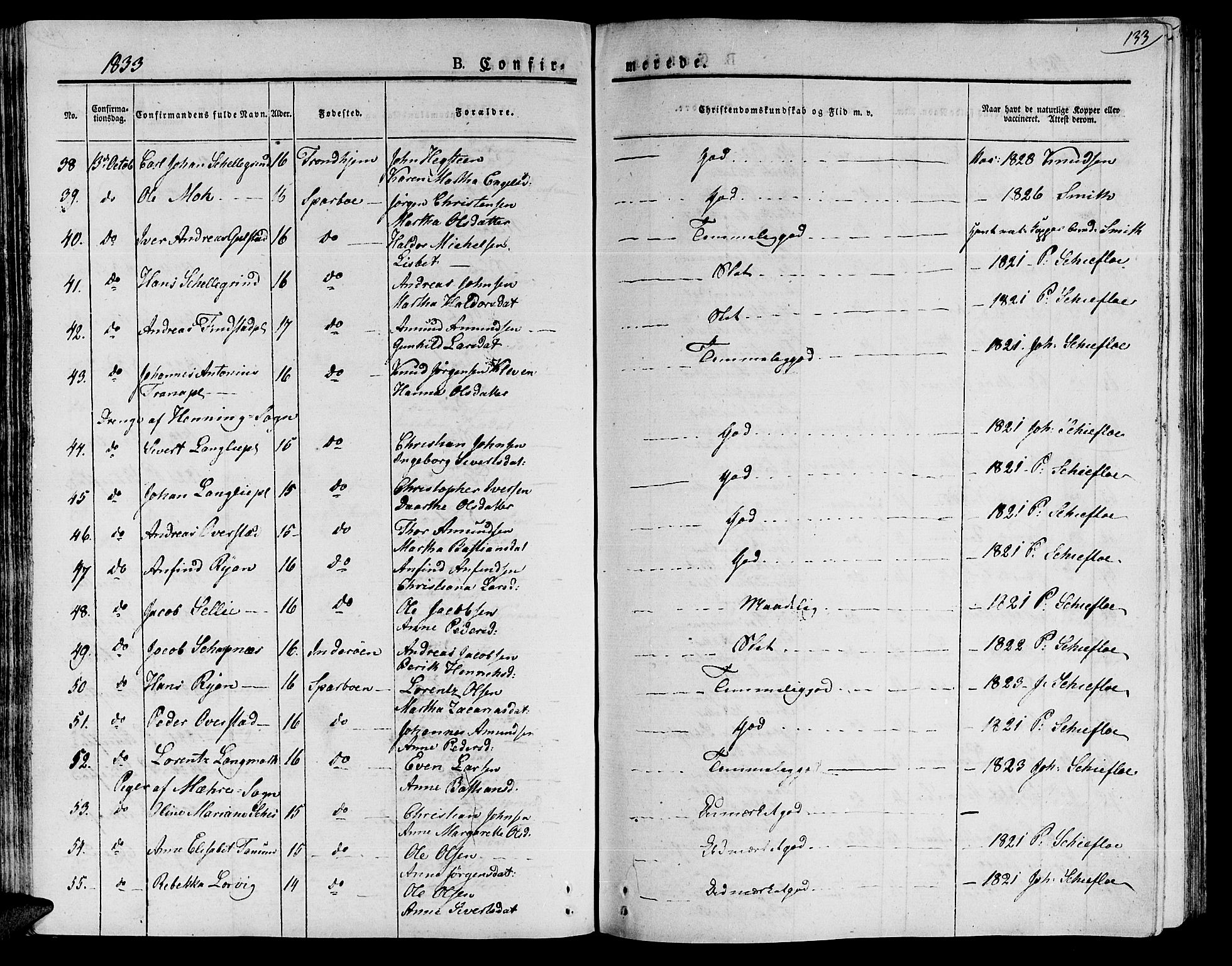 Ministerialprotokoller, klokkerbøker og fødselsregistre - Nord-Trøndelag, AV/SAT-A-1458/735/L0336: Parish register (official) no. 735A05 /1, 1825-1835, p. 133