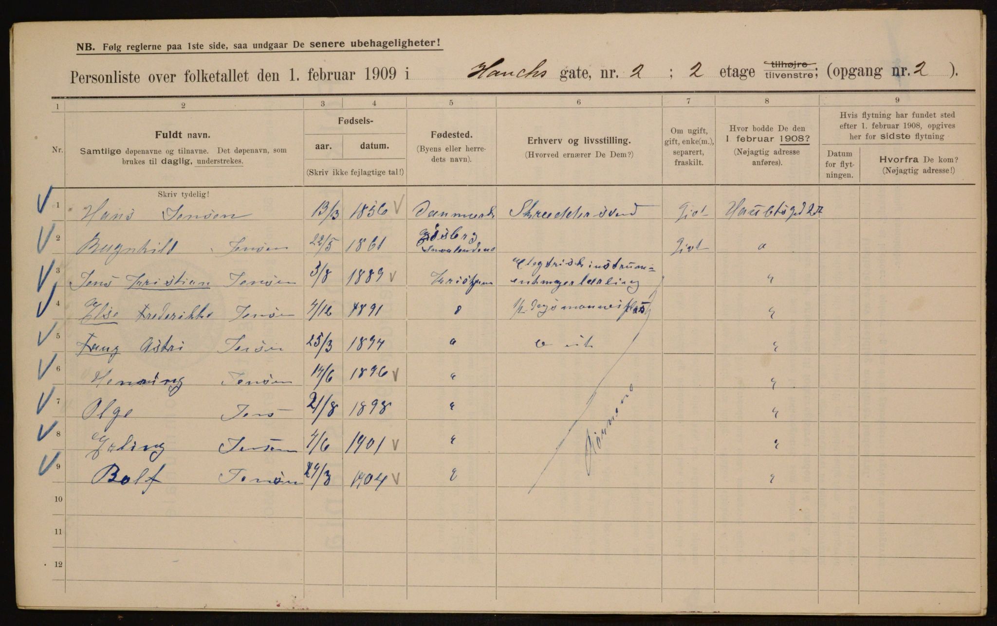 OBA, Municipal Census 1909 for Kristiania, 1909, p. 31774