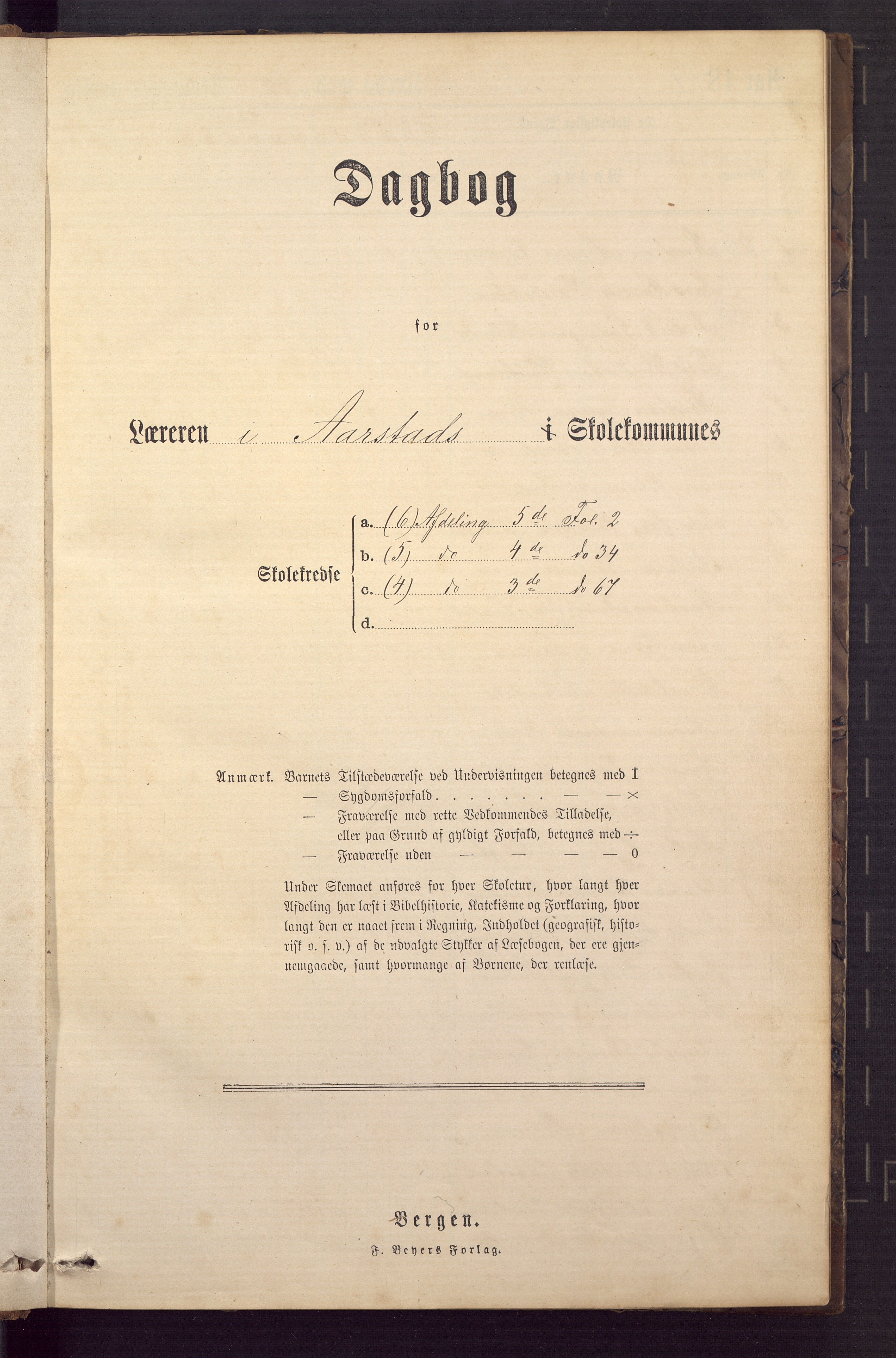 Haukeland skole, BBA/A-2768/G/Ga/Gaa/L0004: Klassedagbok, 1884-1891