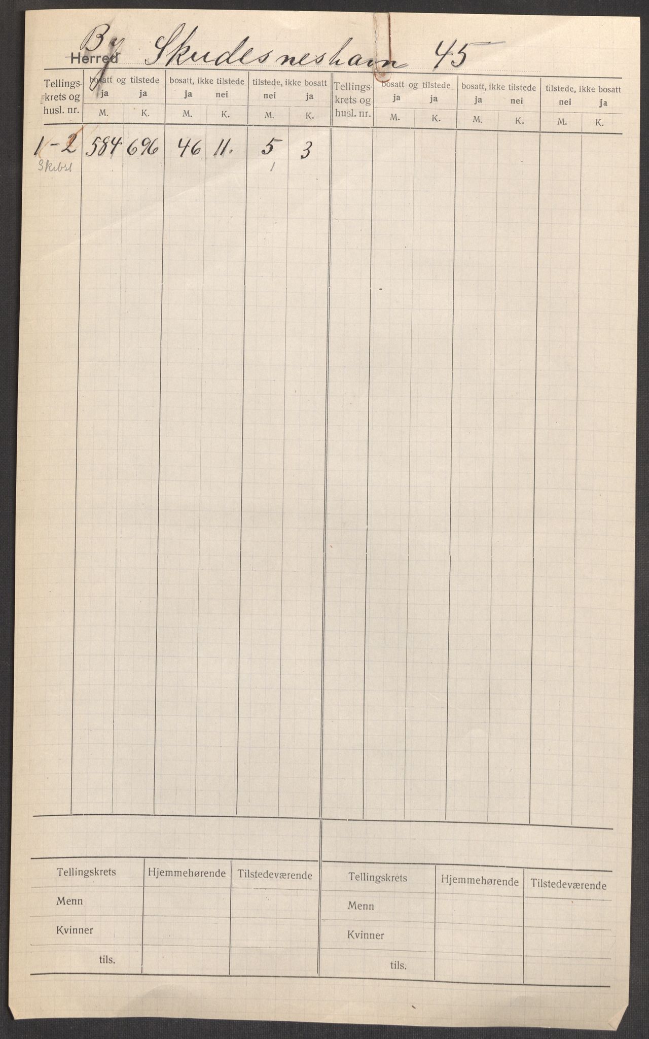 SAST, 1920 census for Skudeneshavn, 1920, p. 2