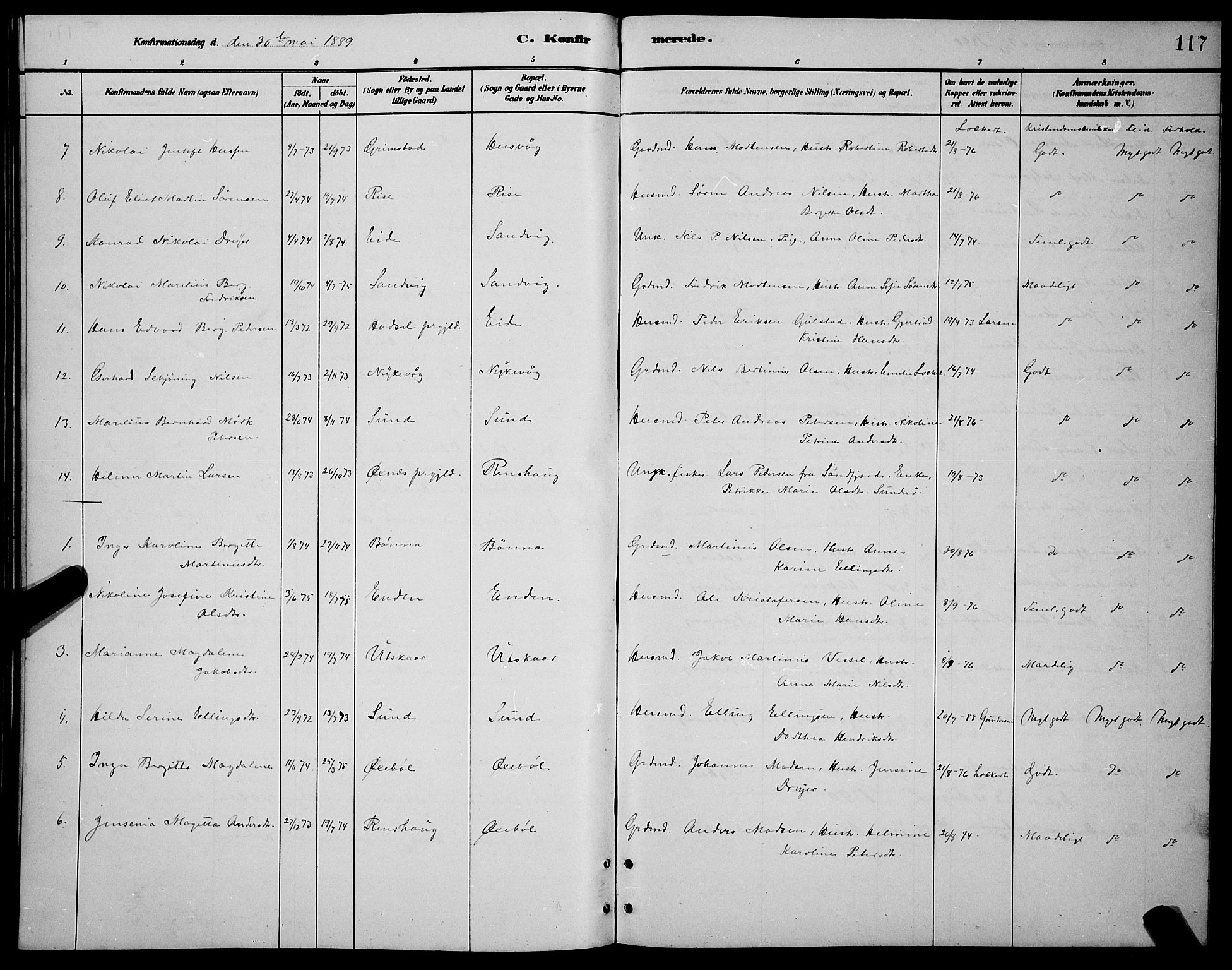 Ministerialprotokoller, klokkerbøker og fødselsregistre - Nordland, AV/SAT-A-1459/892/L1325: Parish register (copy) no. 892C02, 1878-1896, p. 117