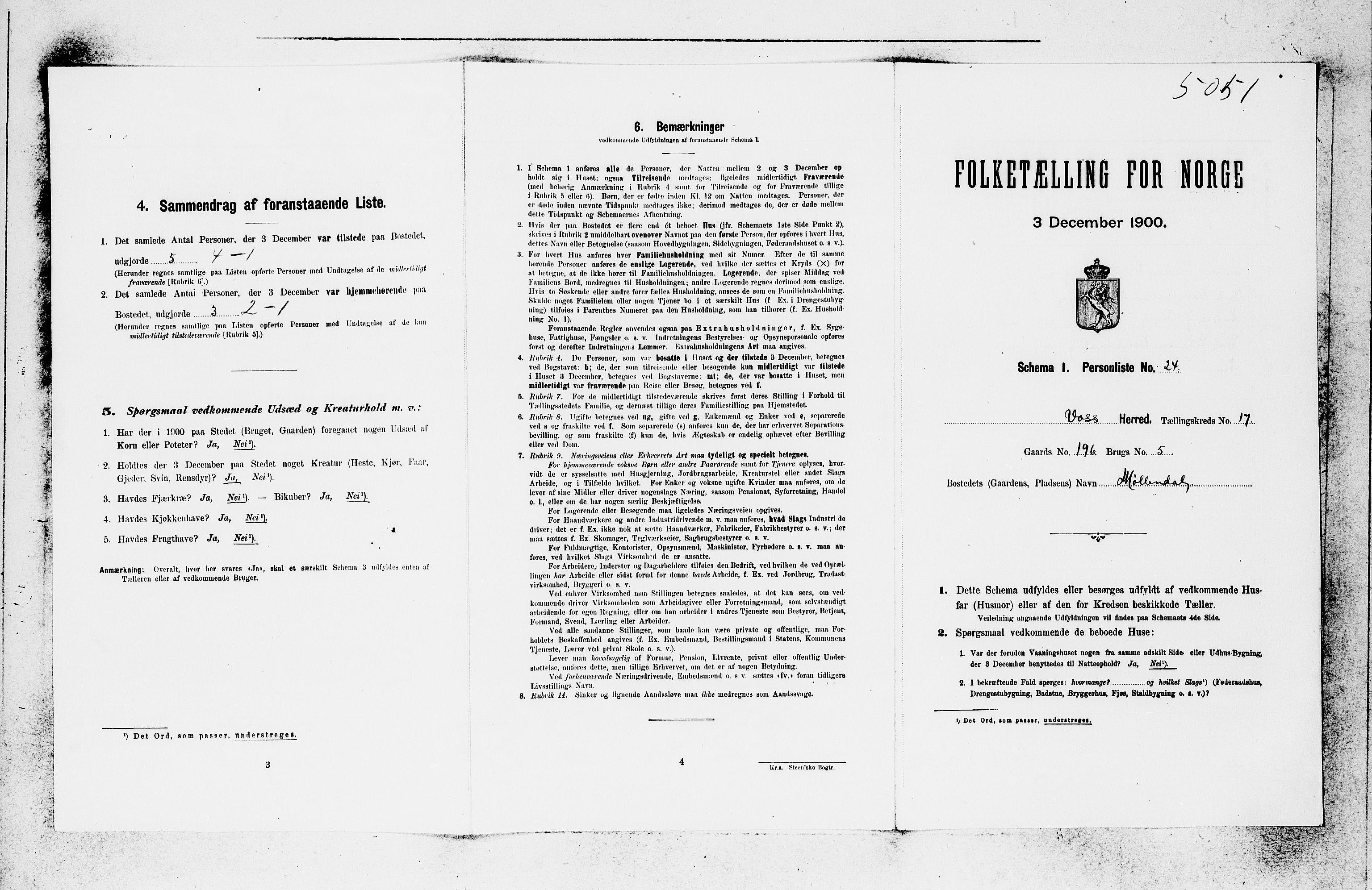 SAB, 1900 census for Voss, 1900, p. 1858