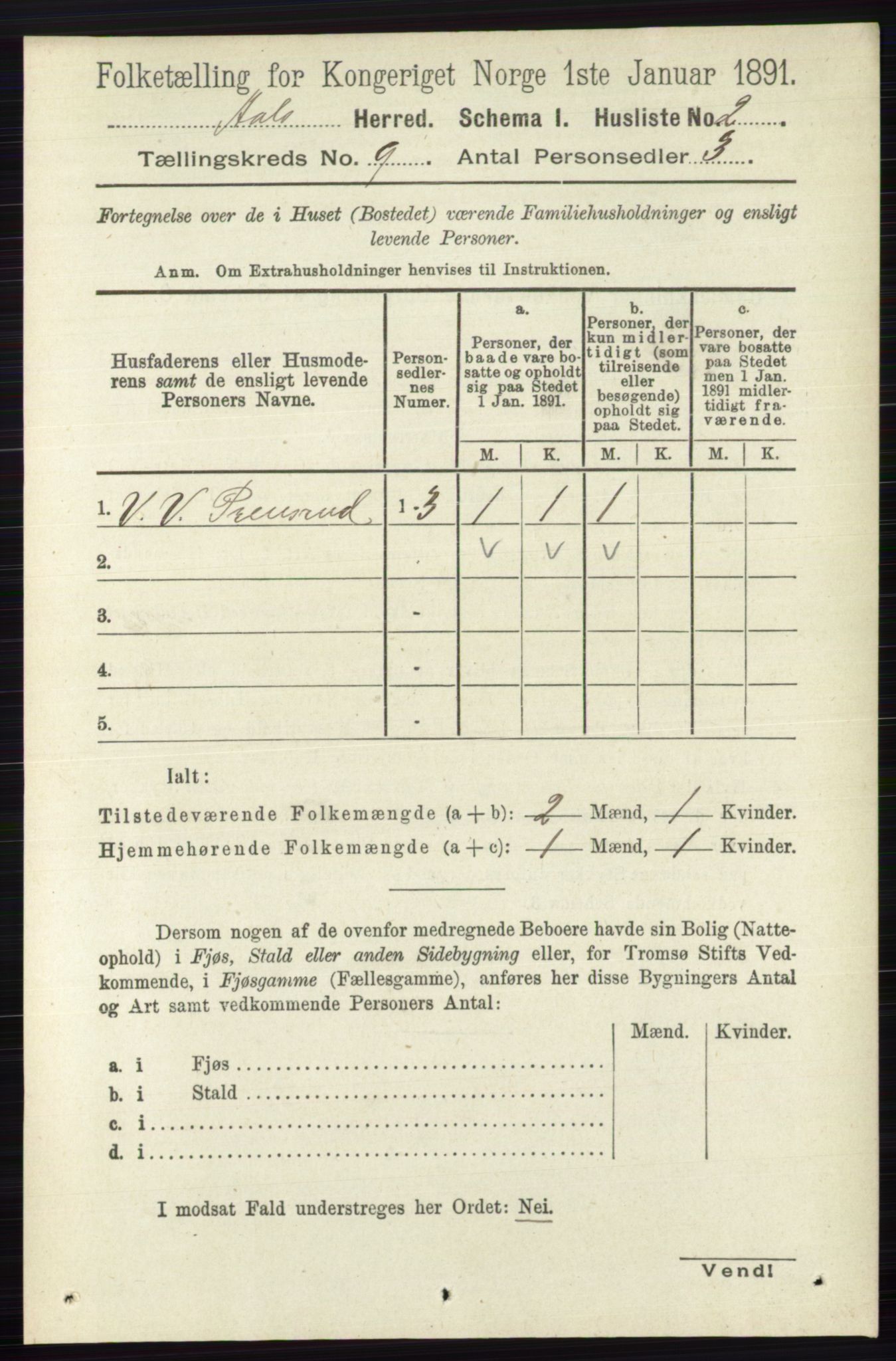 RA, 1891 census for 0619 Ål, 1891, p. 2447