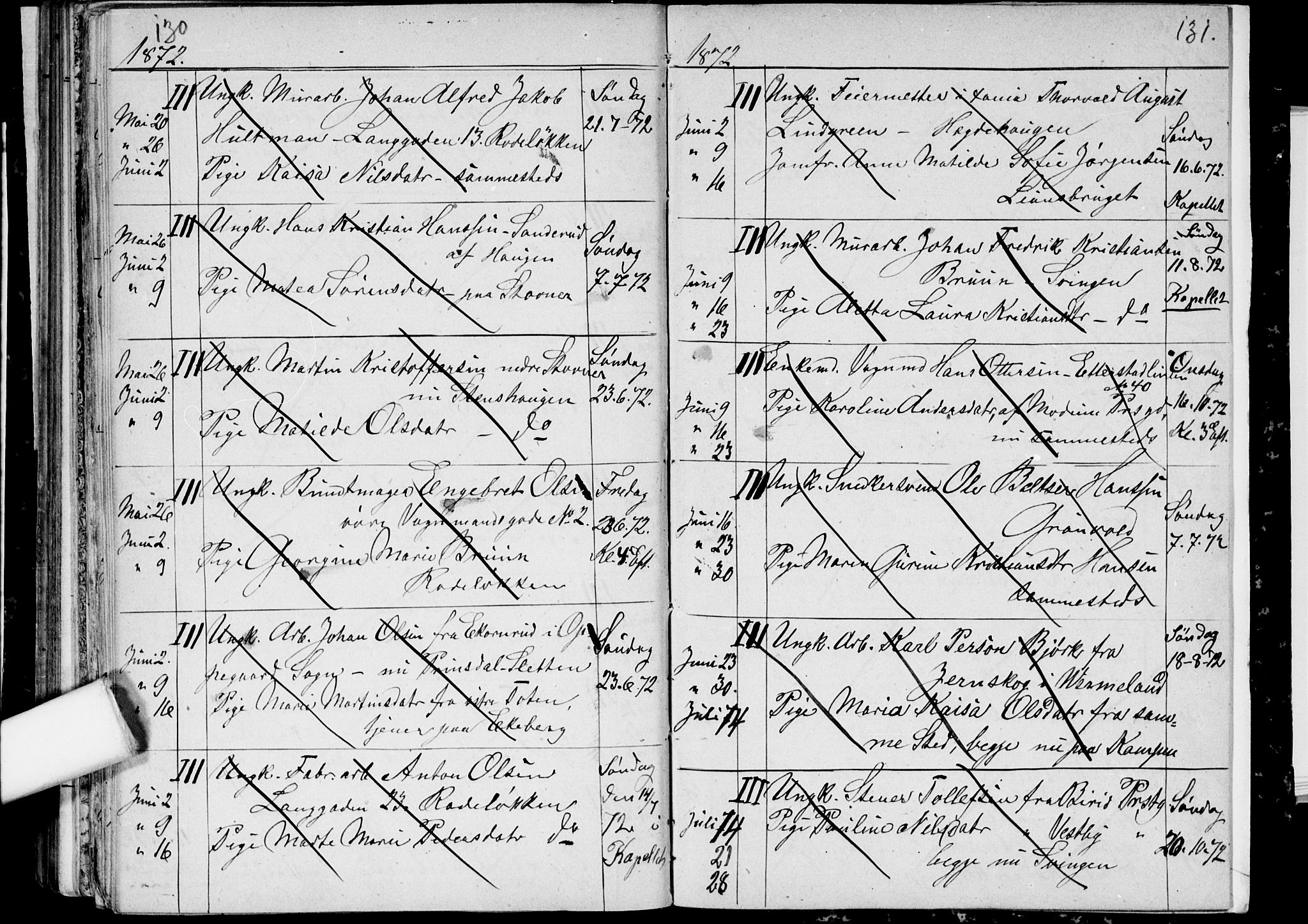 Østre Aker prestekontor Kirkebøker, AV/SAO-A-10840/H/Ha/L0002: Banns register no. I 2, 1861-1872, p. 130-131