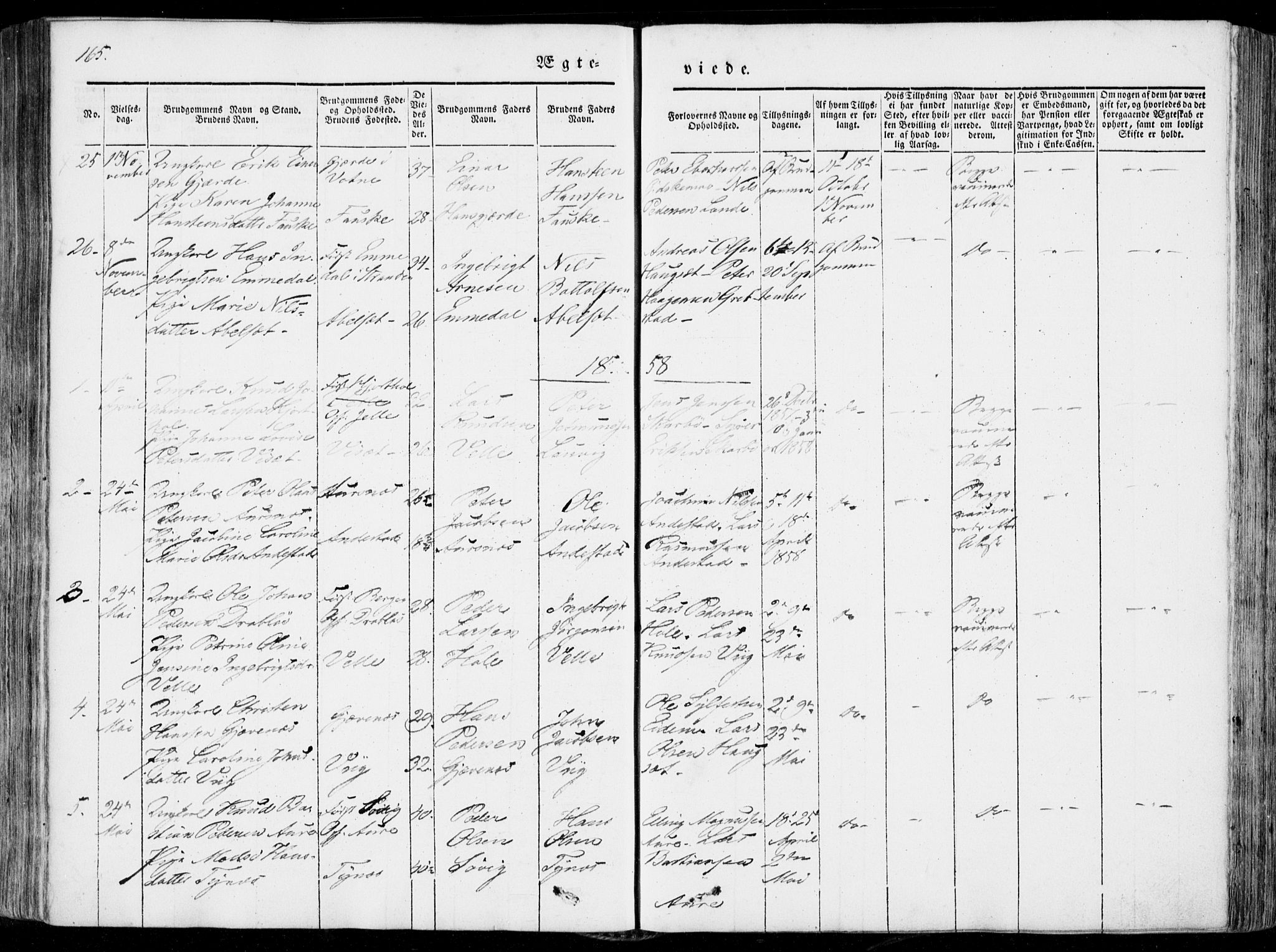 Ministerialprotokoller, klokkerbøker og fødselsregistre - Møre og Romsdal, SAT/A-1454/522/L0313: Parish register (official) no. 522A08, 1852-1862, p. 165