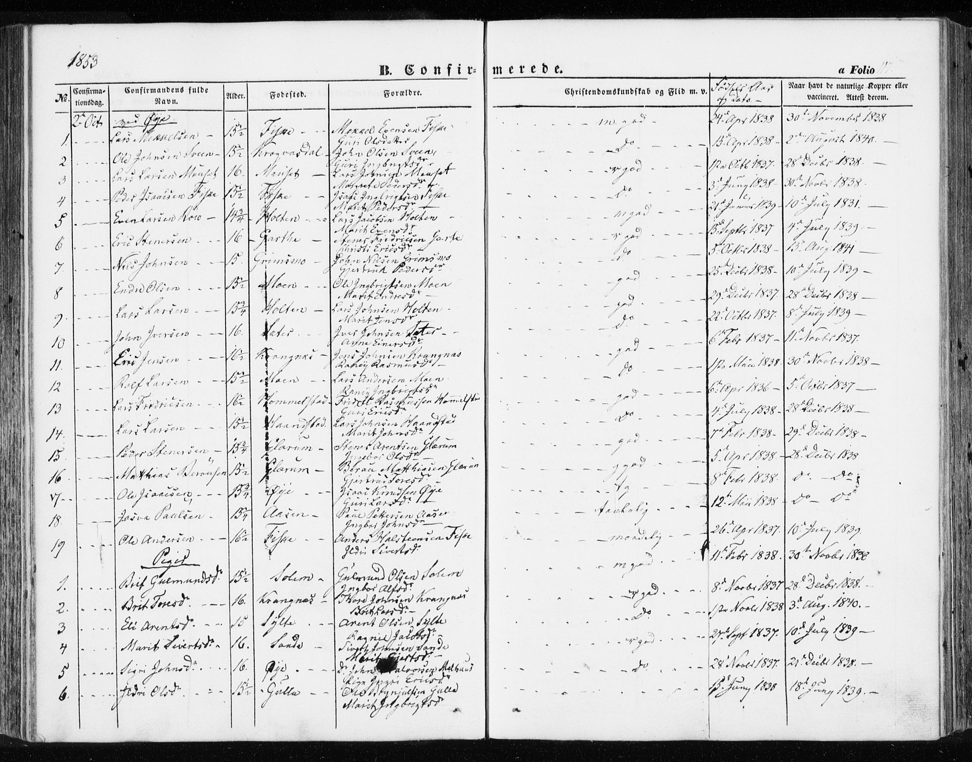 Ministerialprotokoller, klokkerbøker og fødselsregistre - Møre og Romsdal, SAT/A-1454/595/L1044: Parish register (official) no. 595A06, 1852-1863, p. 117