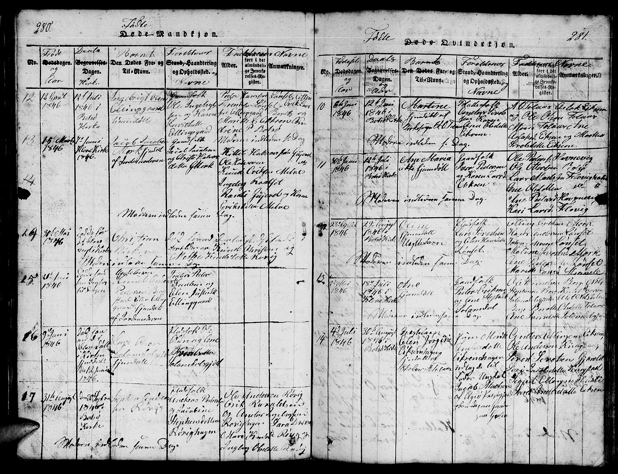 Ministerialprotokoller, klokkerbøker og fødselsregistre - Møre og Romsdal, SAT/A-1454/555/L0665: Parish register (copy) no. 555C01, 1818-1868, p. 280-281