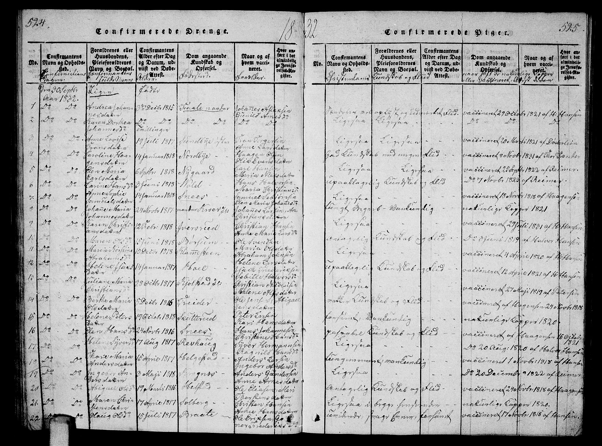 Ås prestekontor Kirkebøker, SAO/A-10894/G/Ga/L0002: Parish register (copy) no. I 2, 1820-1836, p. 524-525
