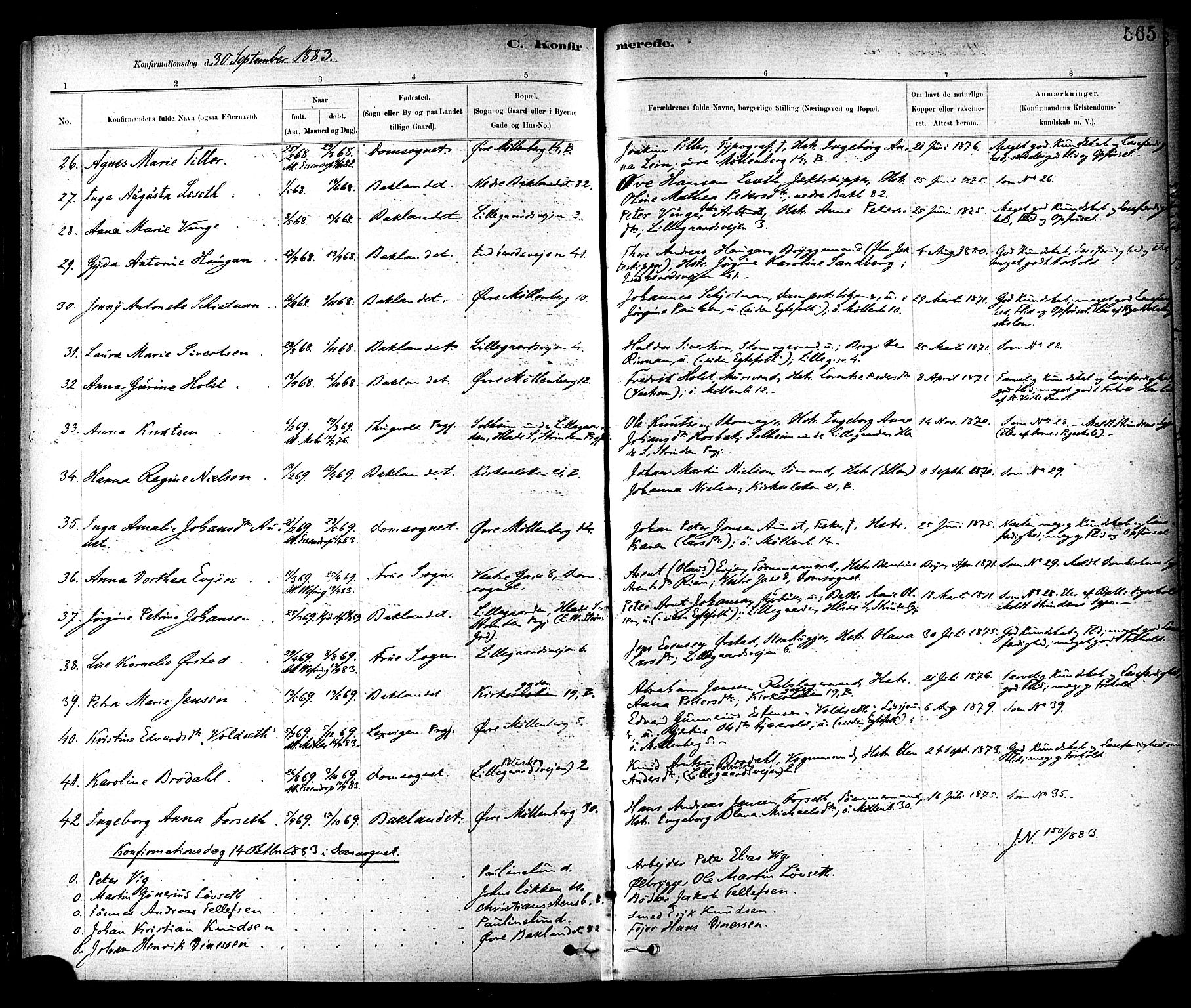 Ministerialprotokoller, klokkerbøker og fødselsregistre - Sør-Trøndelag, SAT/A-1456/604/L0188: Parish register (official) no. 604A09, 1878-1892, p. 565