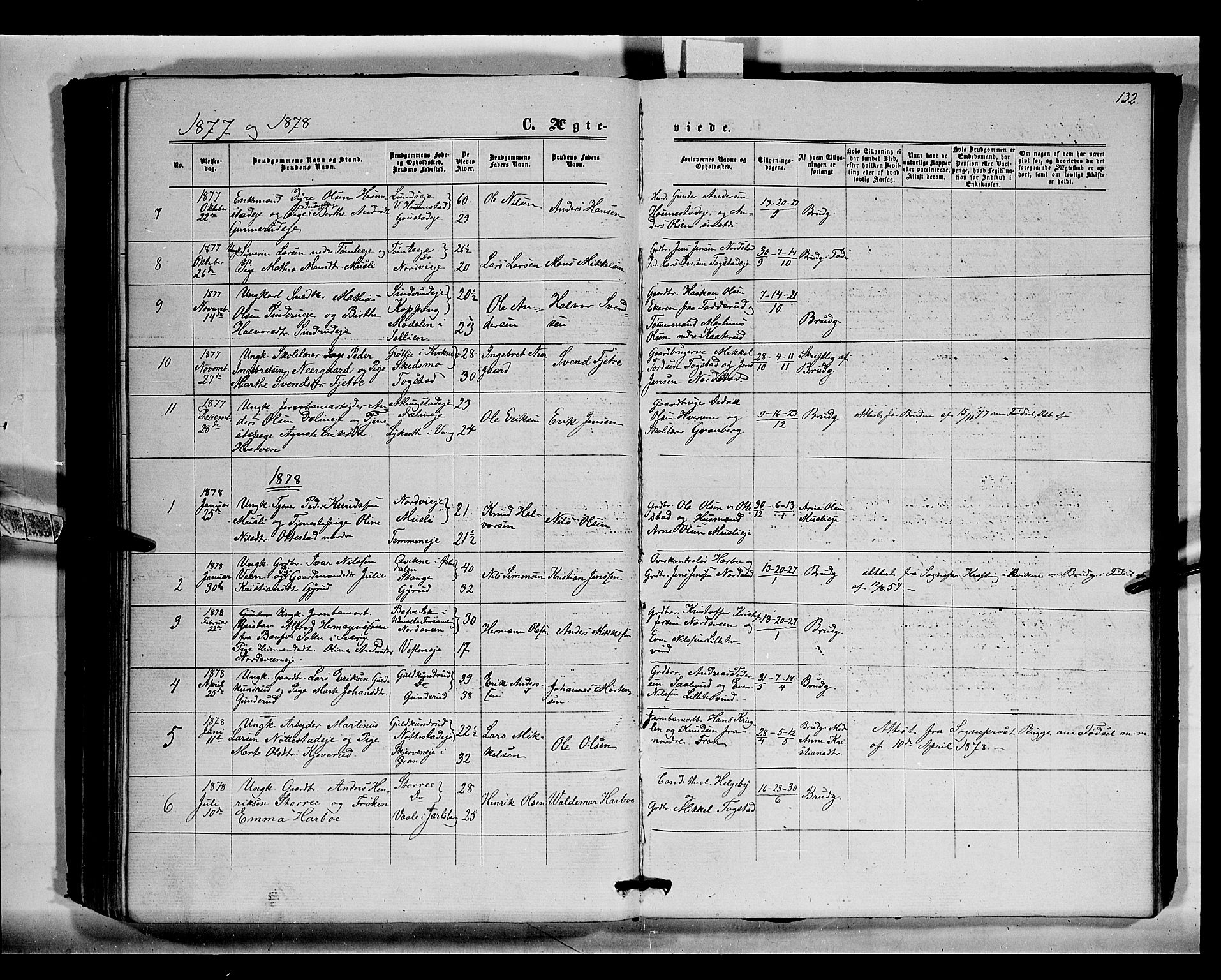 Stange prestekontor, SAH/PREST-002/K/L0015: Parish register (official) no. 15, 1862-1879, p. 132
