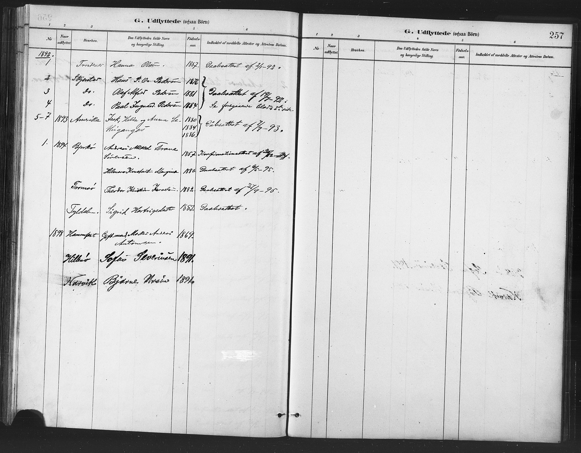 Berg sokneprestkontor, SATØ/S-1318/G/Ga/Gaa/L0004kirke: Parish register (official) no. 4, 1880-1894, p. 257