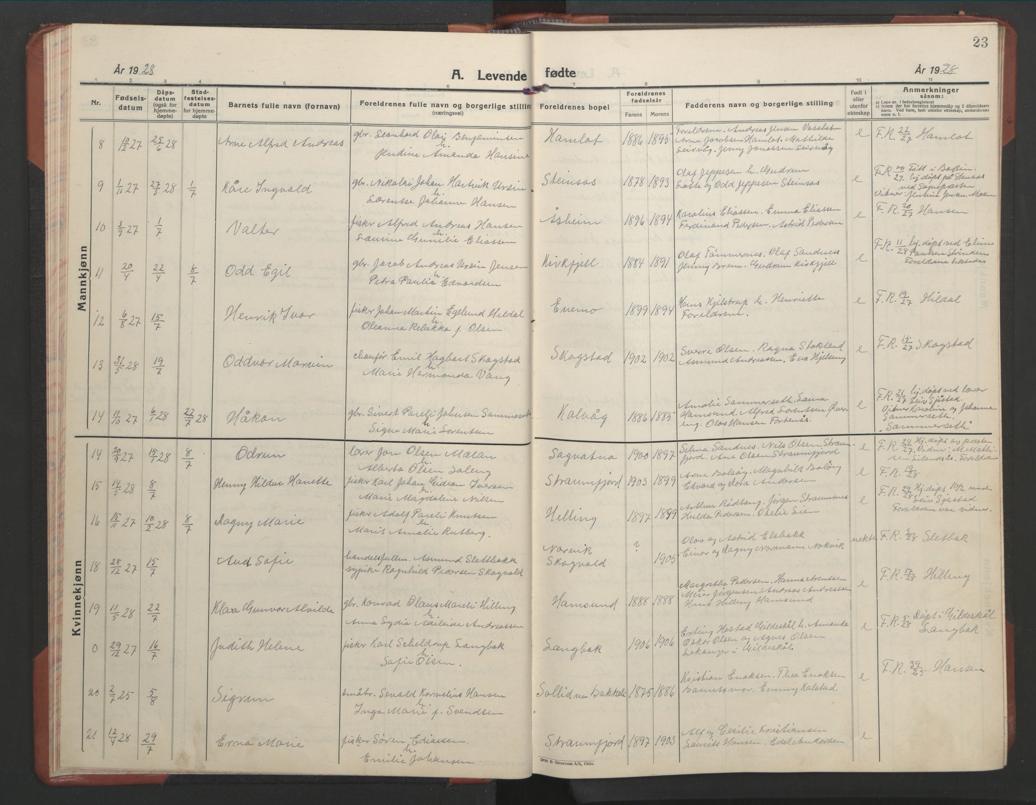 Ministerialprotokoller, klokkerbøker og fødselsregistre - Nordland, AV/SAT-A-1459/859/L0862: Parish register (copy) no. 859C08, 1925-1936, p. 23