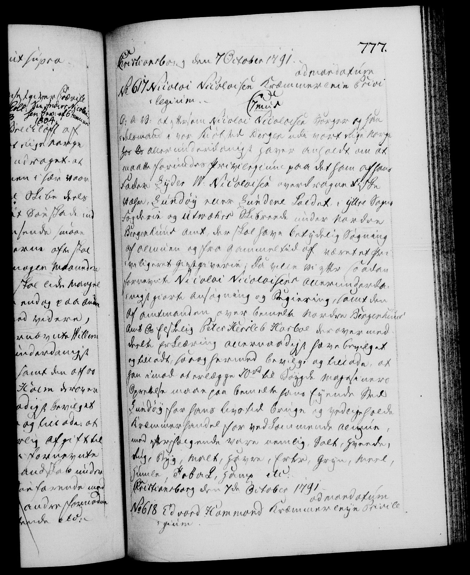 Danske Kanselli 1572-1799, AV/RA-EA-3023/F/Fc/Fca/Fcaa/L0053: Norske registre, 1790-1791, p. 777a