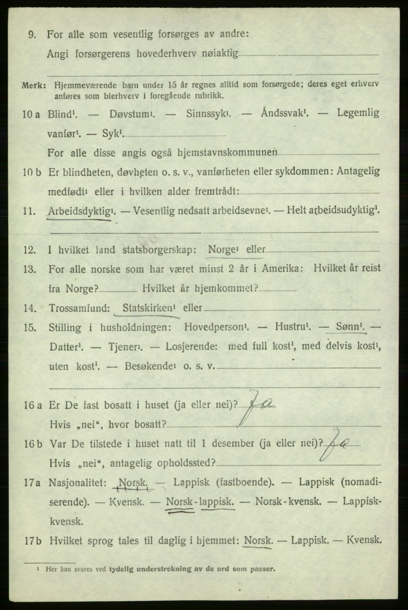 SATØ, 1920 census for Loppa, 1920, p. 995