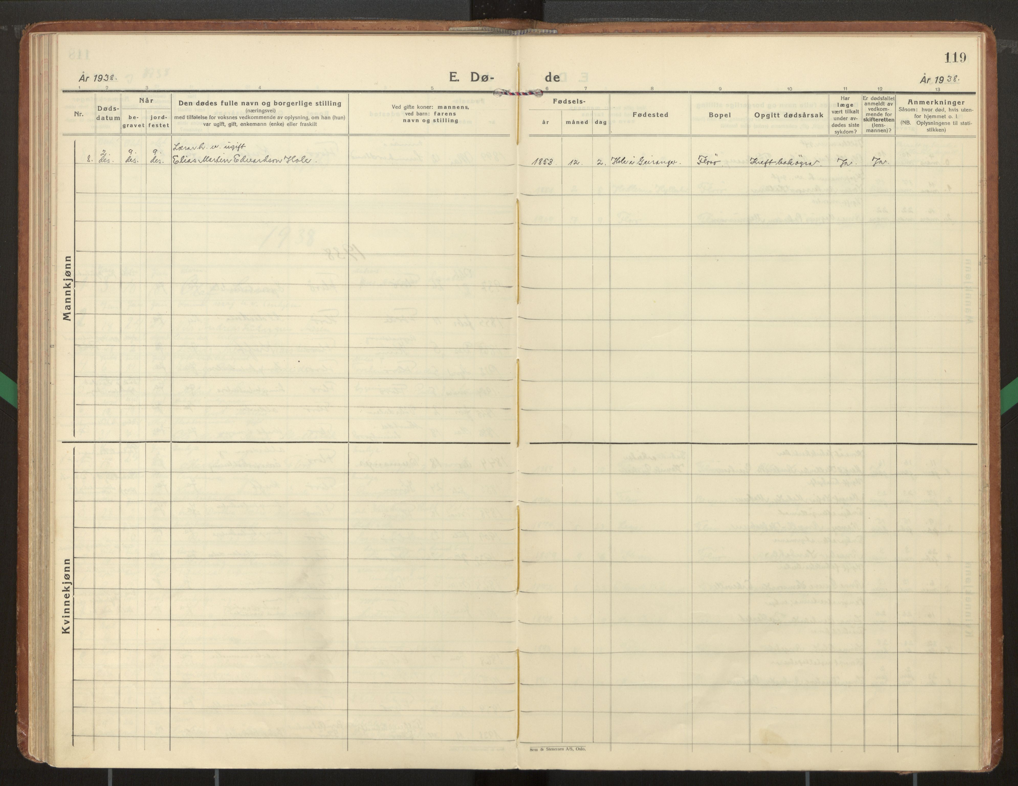 Kinn sokneprestembete, AV/SAB-A-80801/H/Haa/Haac/L0004: Parish register (official) no. C 4, 1935-1947, p. 119