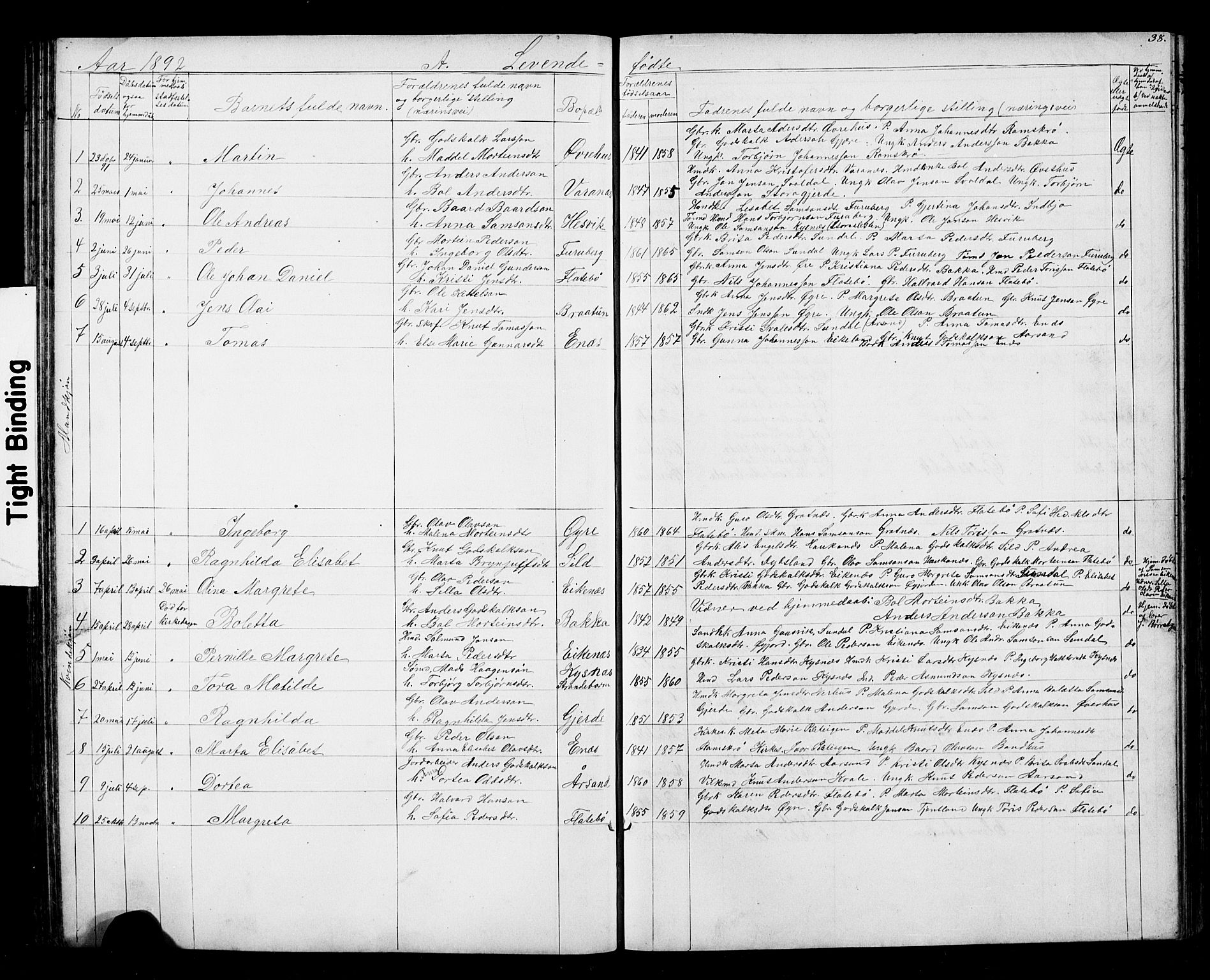 Kvinnherad sokneprestembete, SAB/A-76401/H/Hab: Parish register (copy) no. D 1, 1856-1905, p. 38