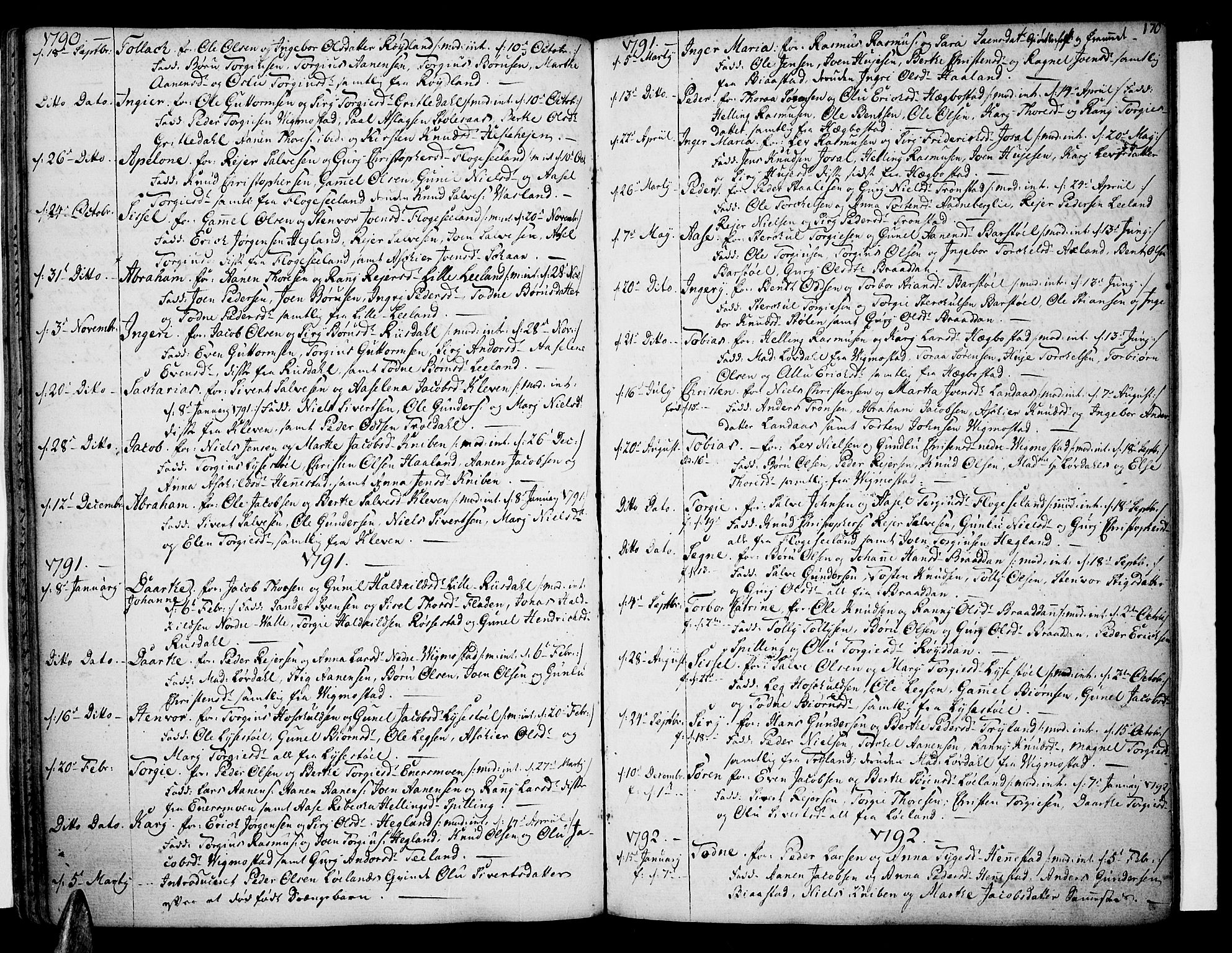 Sør-Audnedal sokneprestkontor, SAK/1111-0039/F/Fa/Fab/L0002: Parish register (official) no. A 2 /3, 1771-1809, p. 170