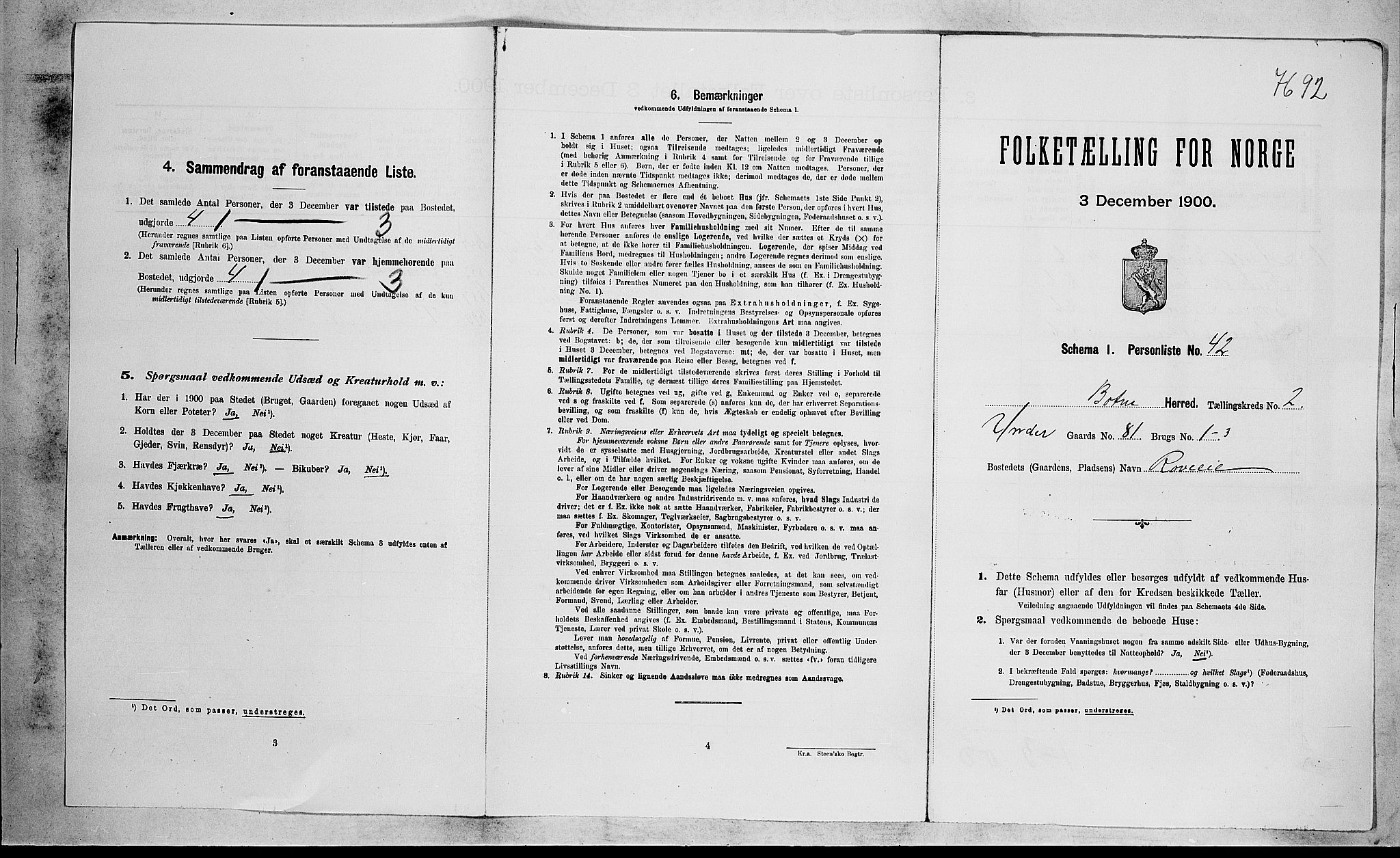 RA, 1900 census for Botne, 1900, p. 247