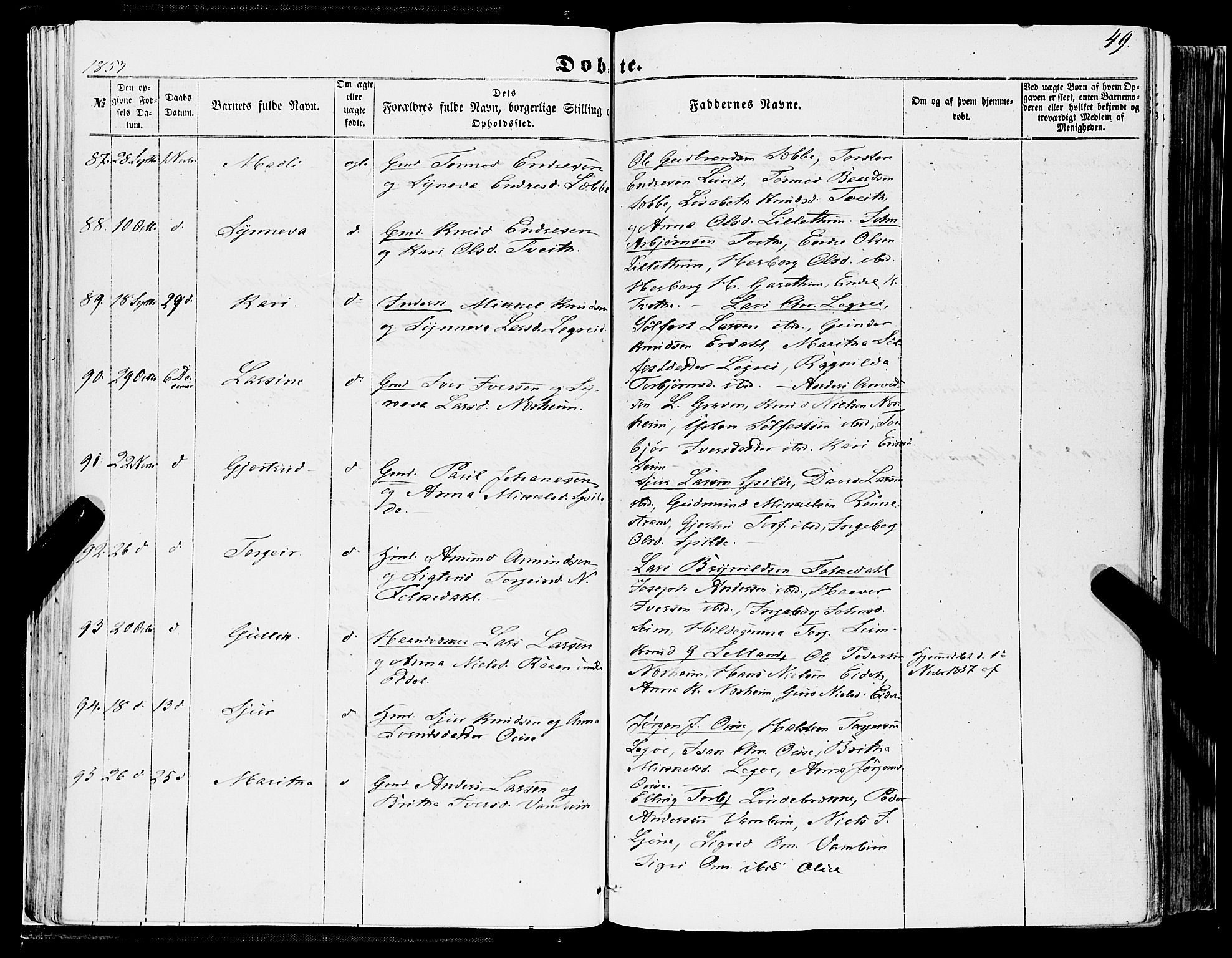 Ulvik sokneprestembete, AV/SAB-A-78801/H/Haa: Parish register (official) no. A 13, 1853-1863, p. 49