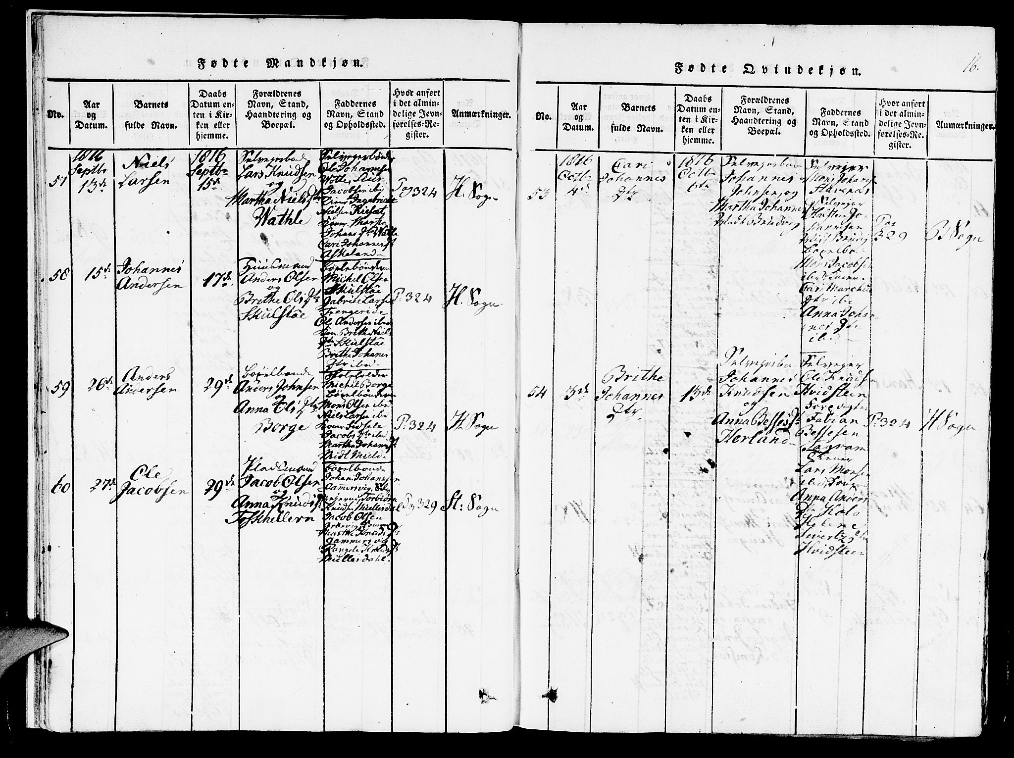 Haus sokneprestembete, AV/SAB-A-75601/H/Haa: Parish register (official) no. A 12, 1816-1821, p. 16