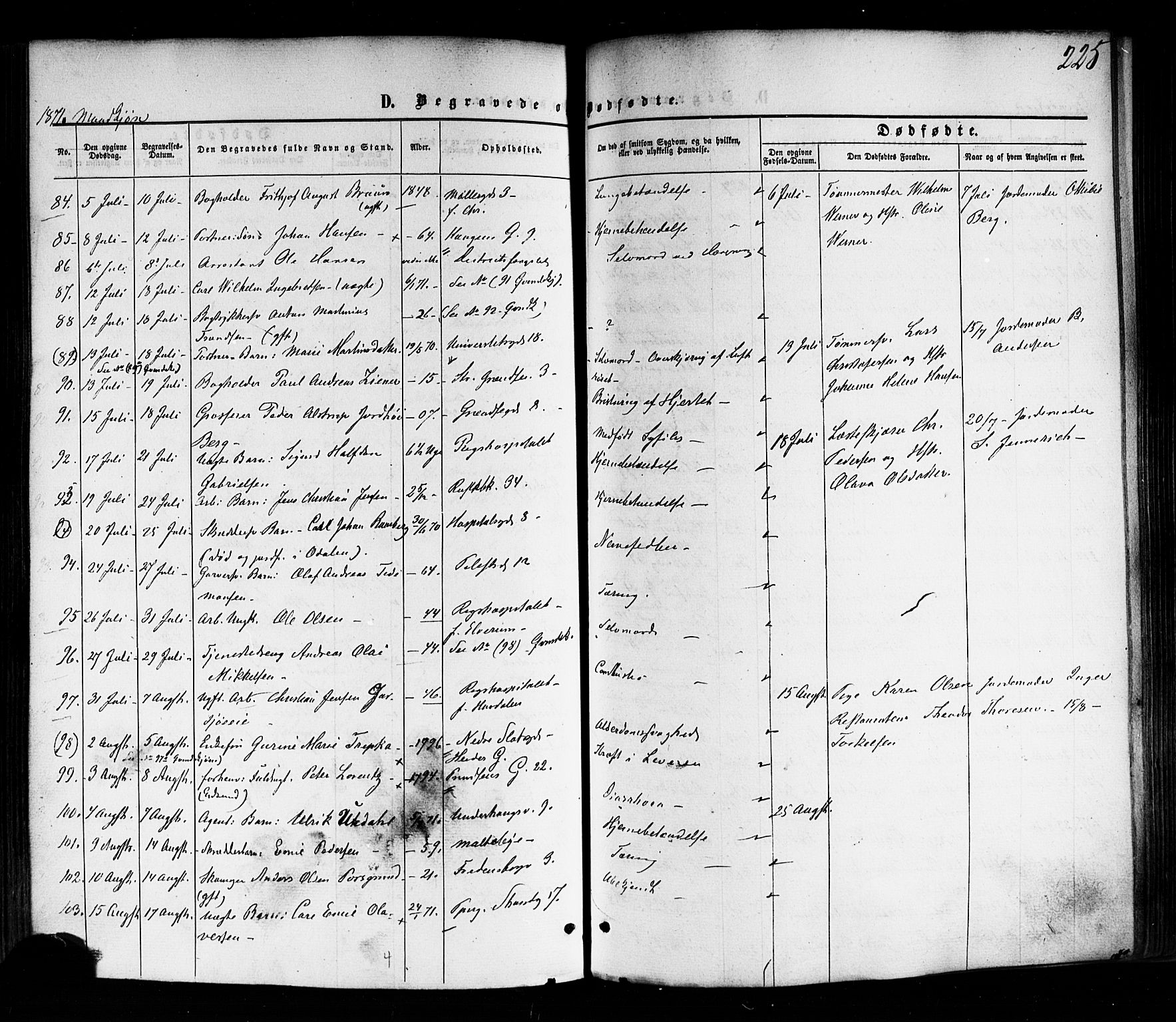 Trefoldighet prestekontor Kirkebøker, SAO/A-10882/F/Fd/L0001: Parish register (official) no. IV 1, 1858-1877, p. 225