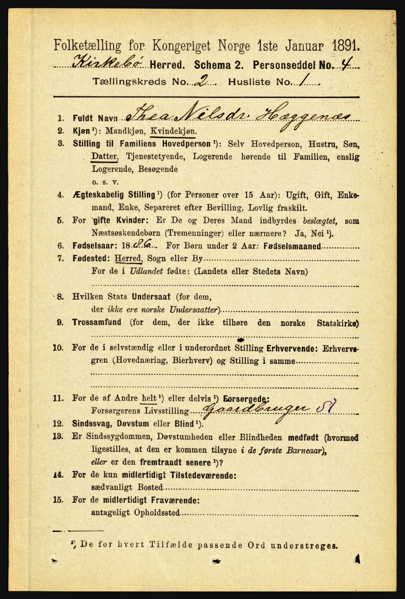 RA, 1891 census for 1416 Kyrkjebø, 1891, p. 309