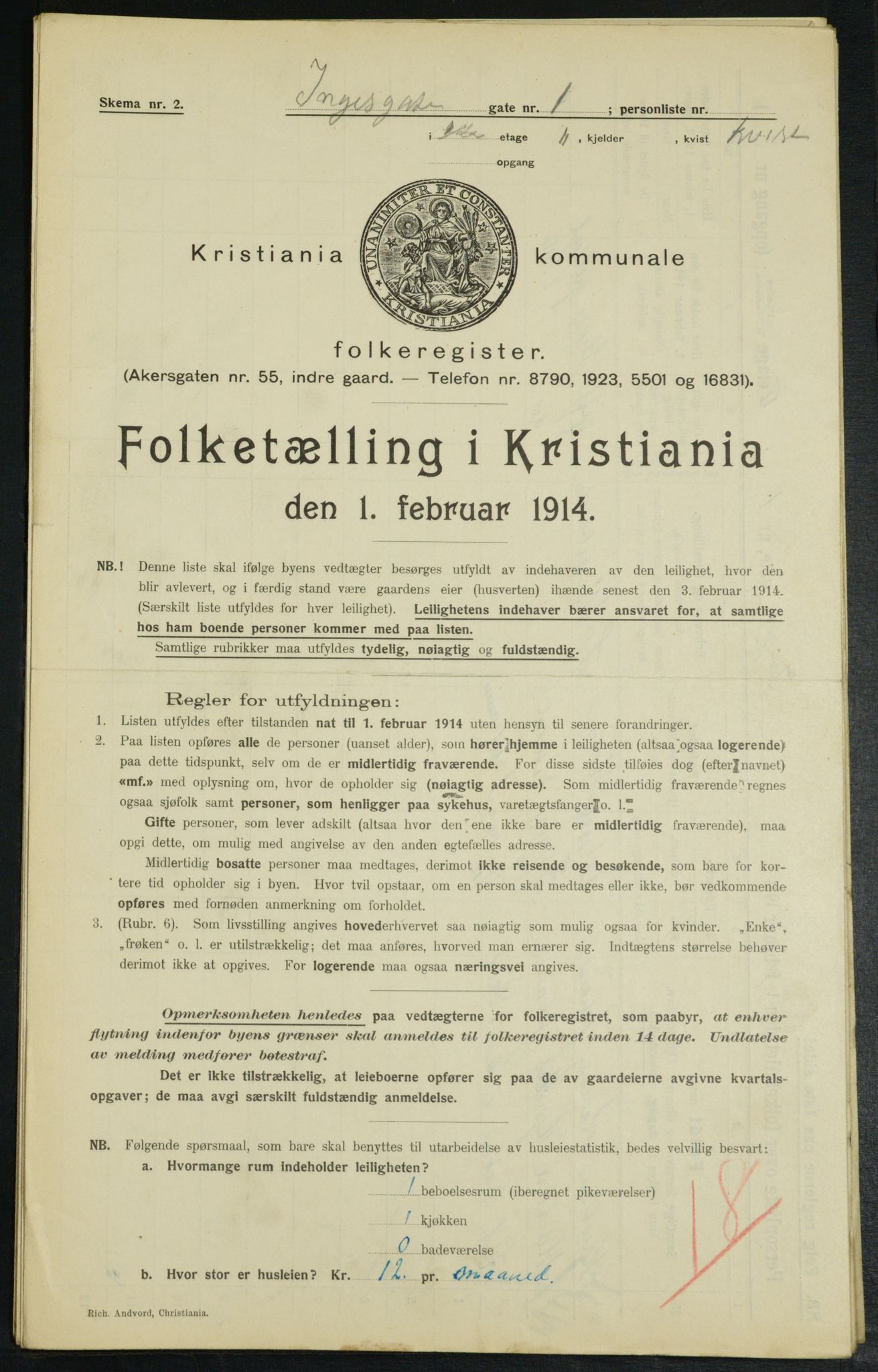 OBA, Municipal Census 1914 for Kristiania, 1914, p. 43931