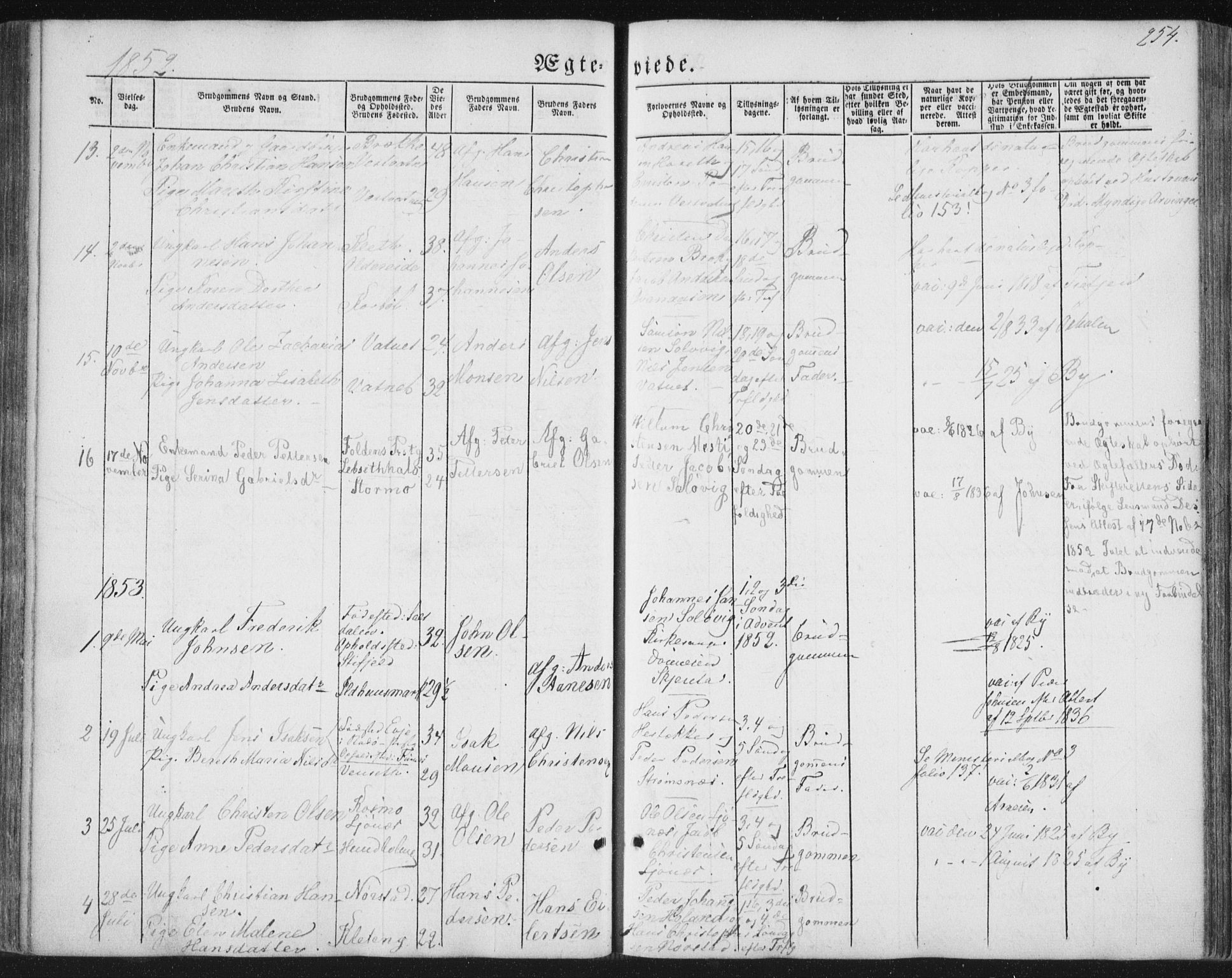 Ministerialprotokoller, klokkerbøker og fødselsregistre - Nordland, SAT/A-1459/852/L0738: Parish register (official) no. 852A08, 1849-1865, p. 254