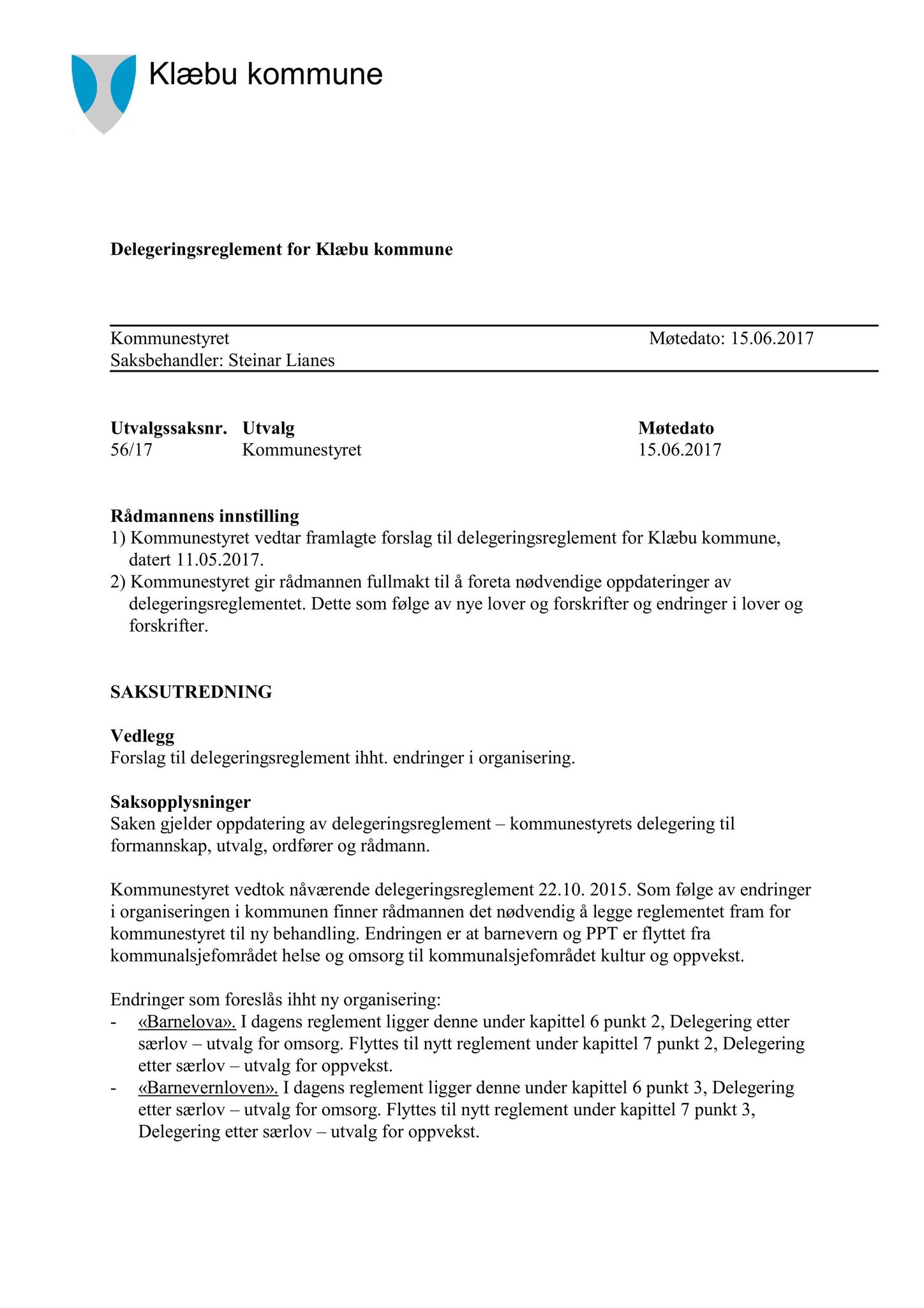 Klæbu Kommune, TRKO/KK/01-KS/L010: Kommunestyret - Møtedokumenter, 2017, p. 1304