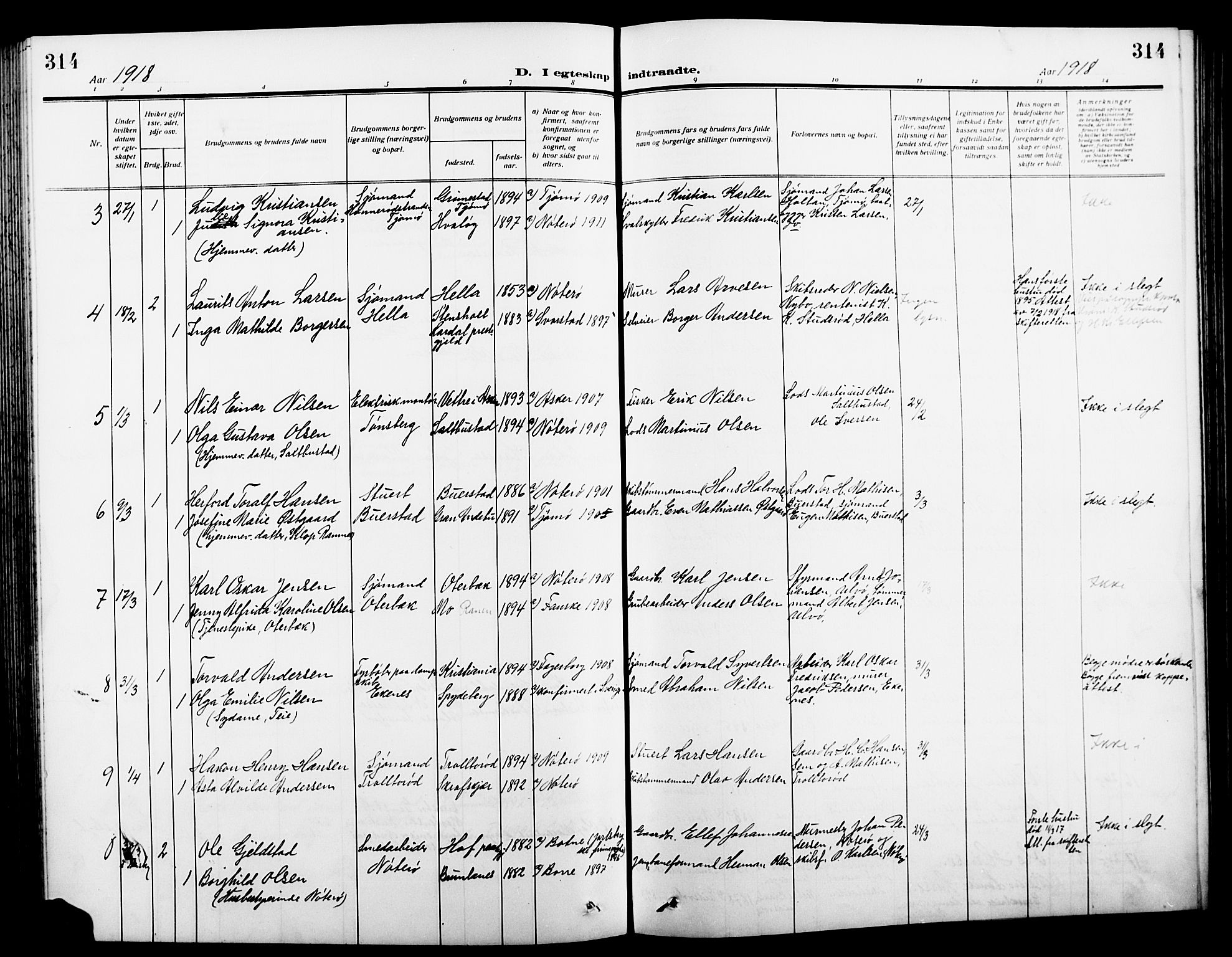 Nøtterøy kirkebøker, AV/SAKO-A-354/G/Ga/L0005: Parish register (copy) no. I 5, 1910-1924, p. 314