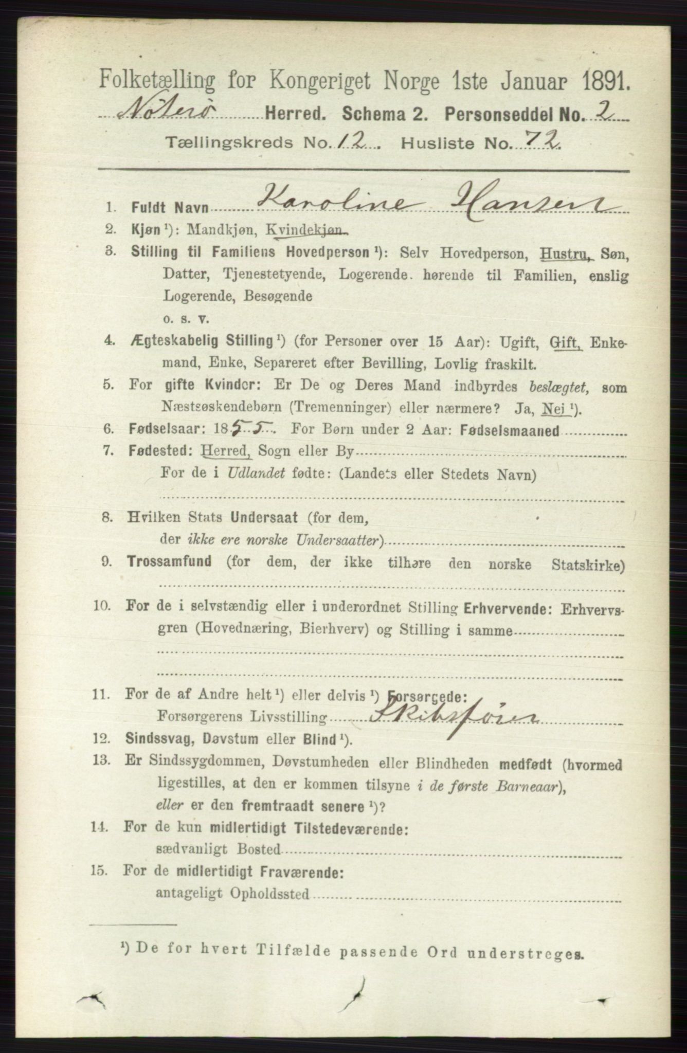 RA, 1891 census for 0722 Nøtterøy, 1891, p. 6759