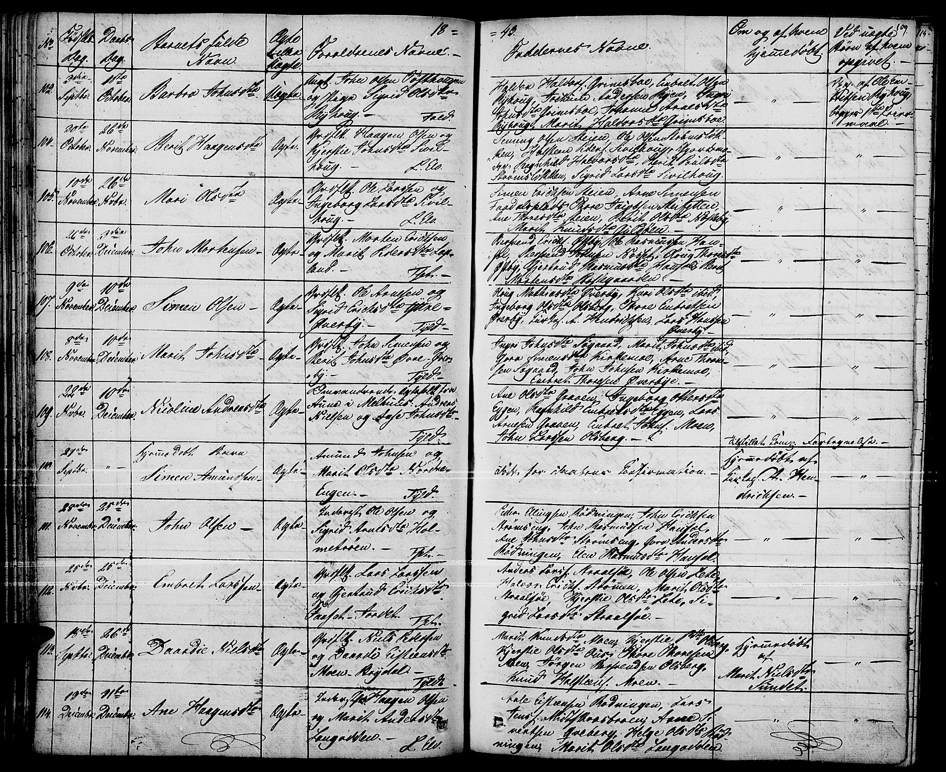 Tynset prestekontor, AV/SAH-PREST-058/H/Ha/Haa/L0019: Parish register (official) no. 19, 1829-1847, p. 109