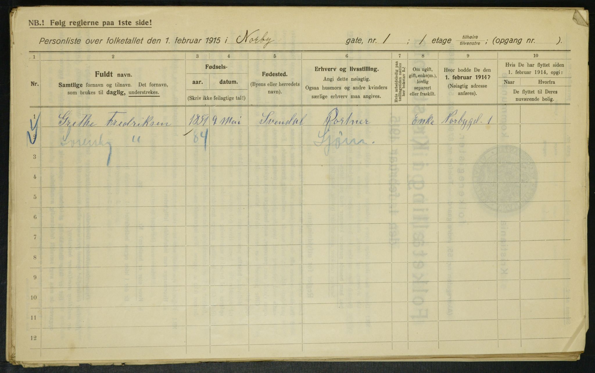 OBA, Municipal Census 1915 for Kristiania, 1915, p. 70884