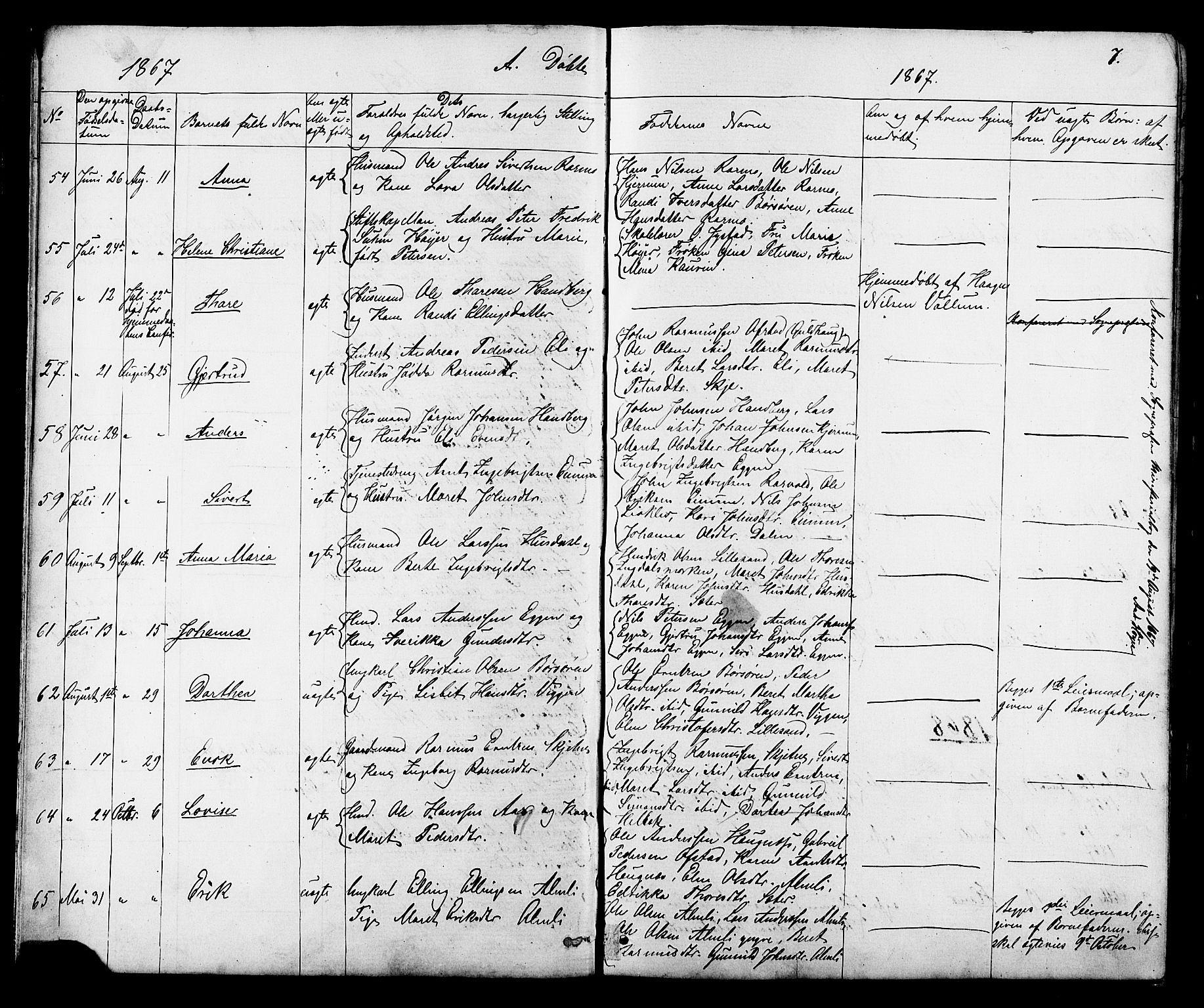 Ministerialprotokoller, klokkerbøker og fødselsregistre - Sør-Trøndelag, SAT/A-1456/665/L0777: Parish register (copy) no. 665C02, 1867-1915, p. 7